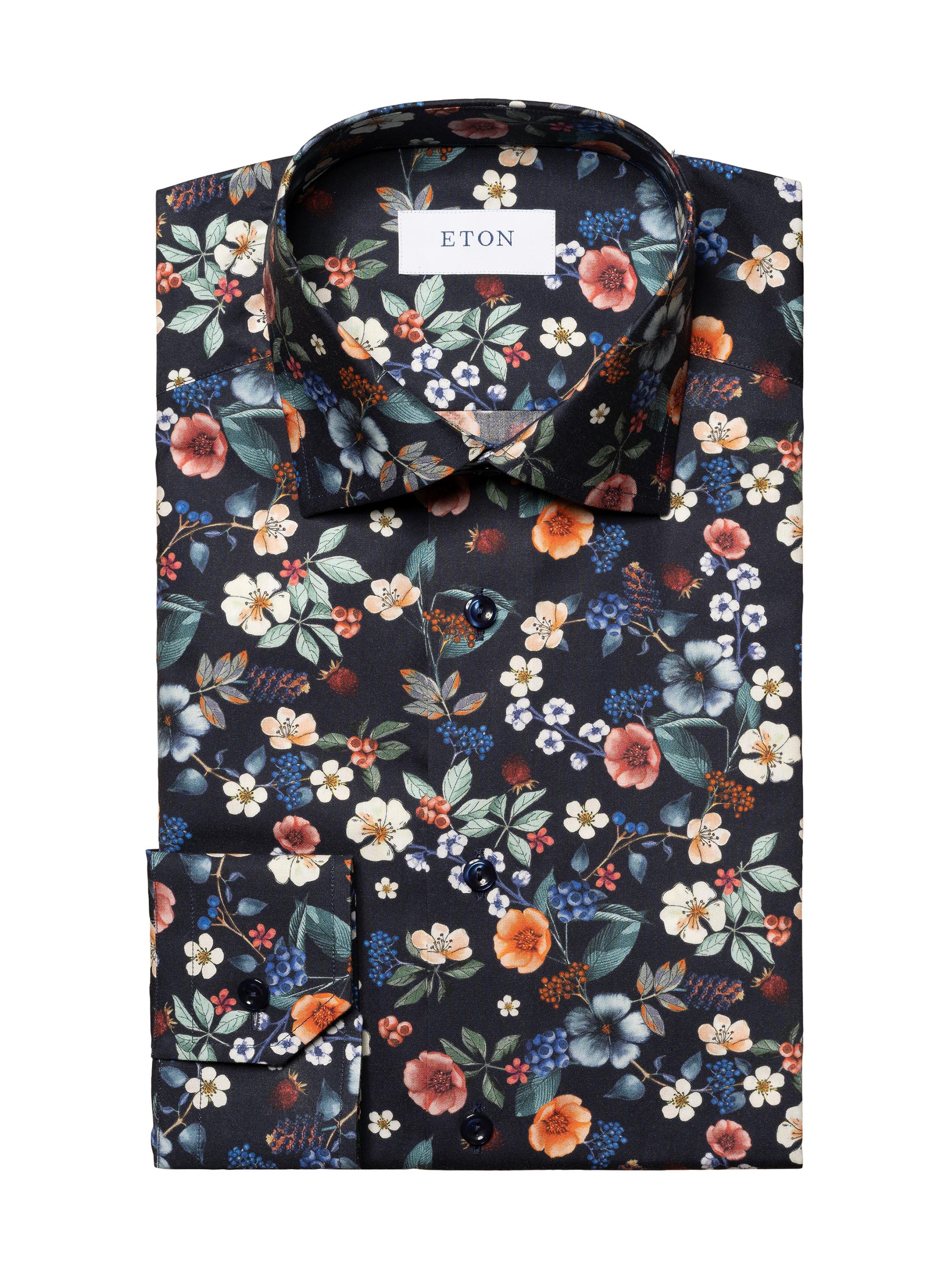 green emerald velvet dress Slim Fit Total Stretch Floral Print Shirt – Perry Ellis main image 1