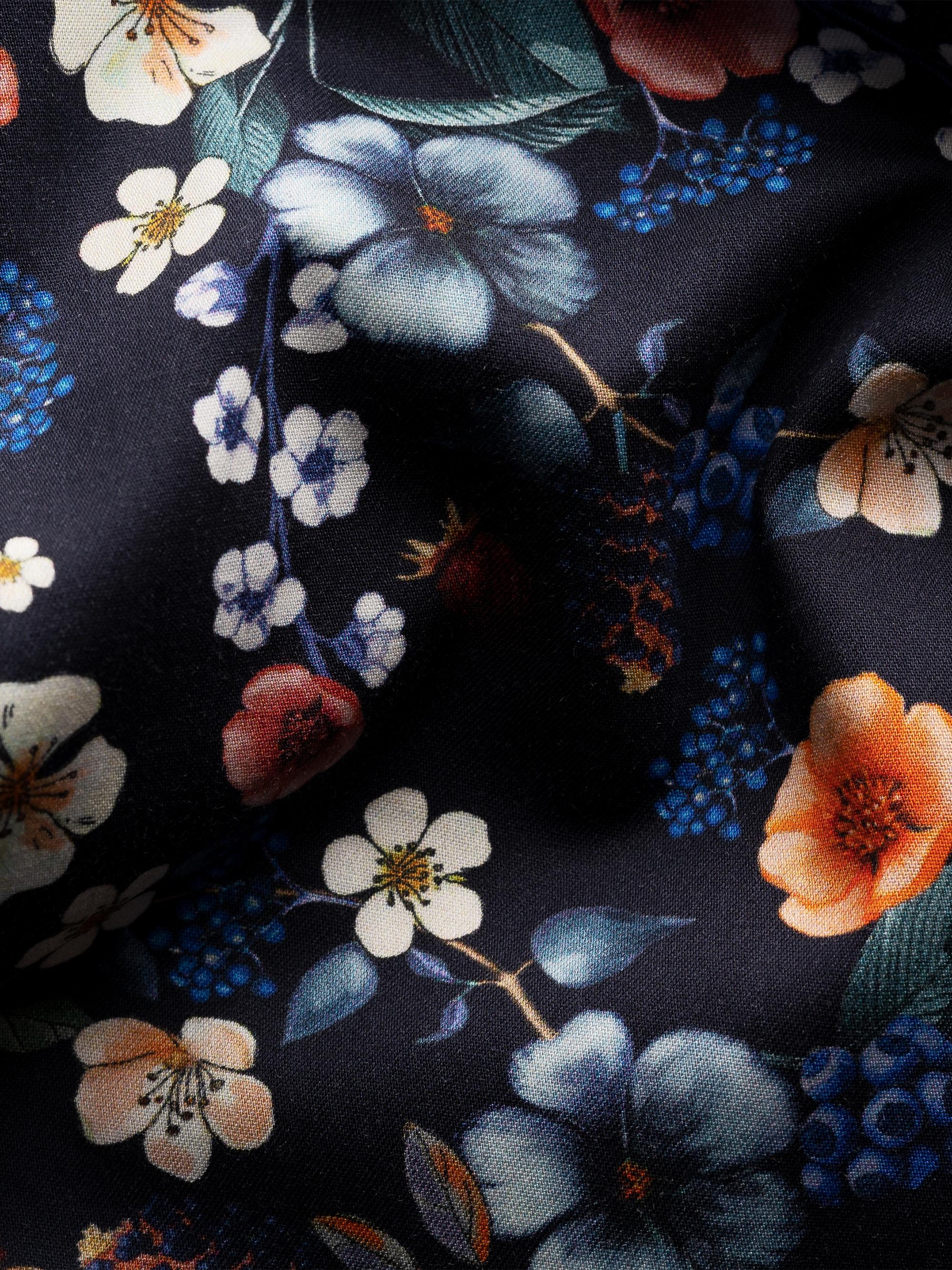 bar iii organic cotton watercolor floral-print slim fit dress shirt Fit and Flare Coat with A-Line Skirt in White with Blue Flower Print