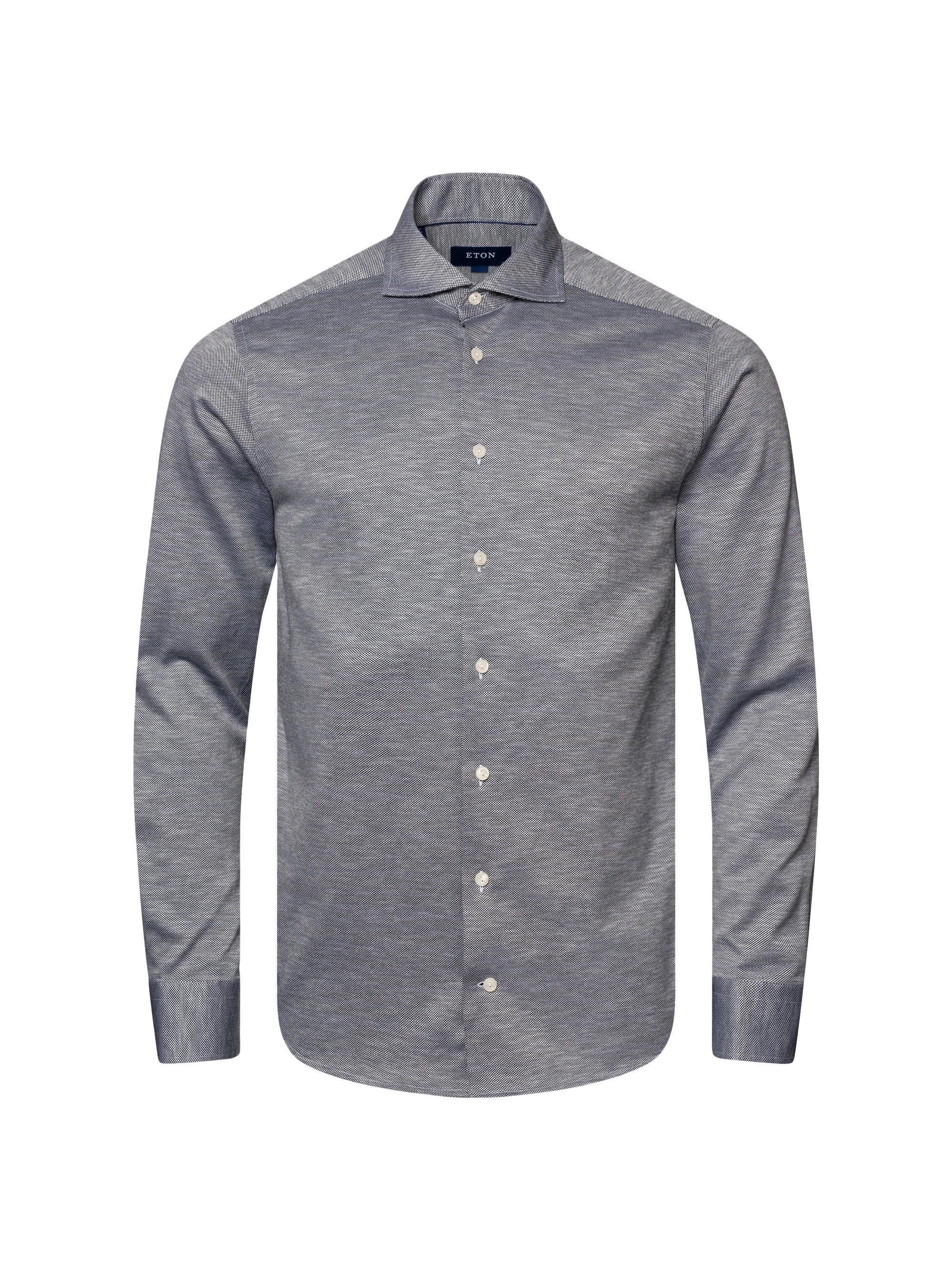 Eton Men's Slim-Fit Luxe Knit King Shirt - Navy