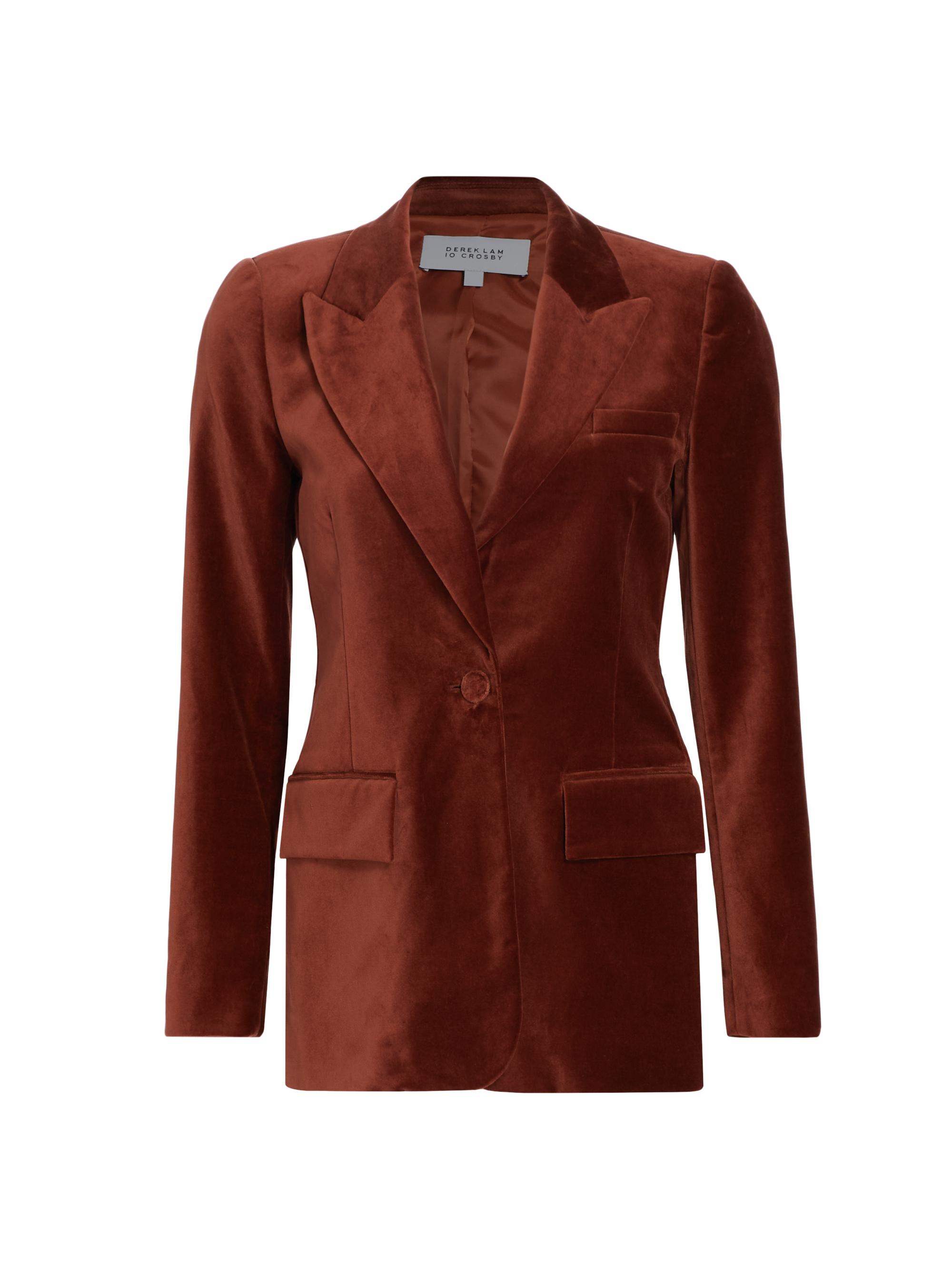 Derek Lam 10 Crosby Women's Balton Velvet Jacket - Mahogany