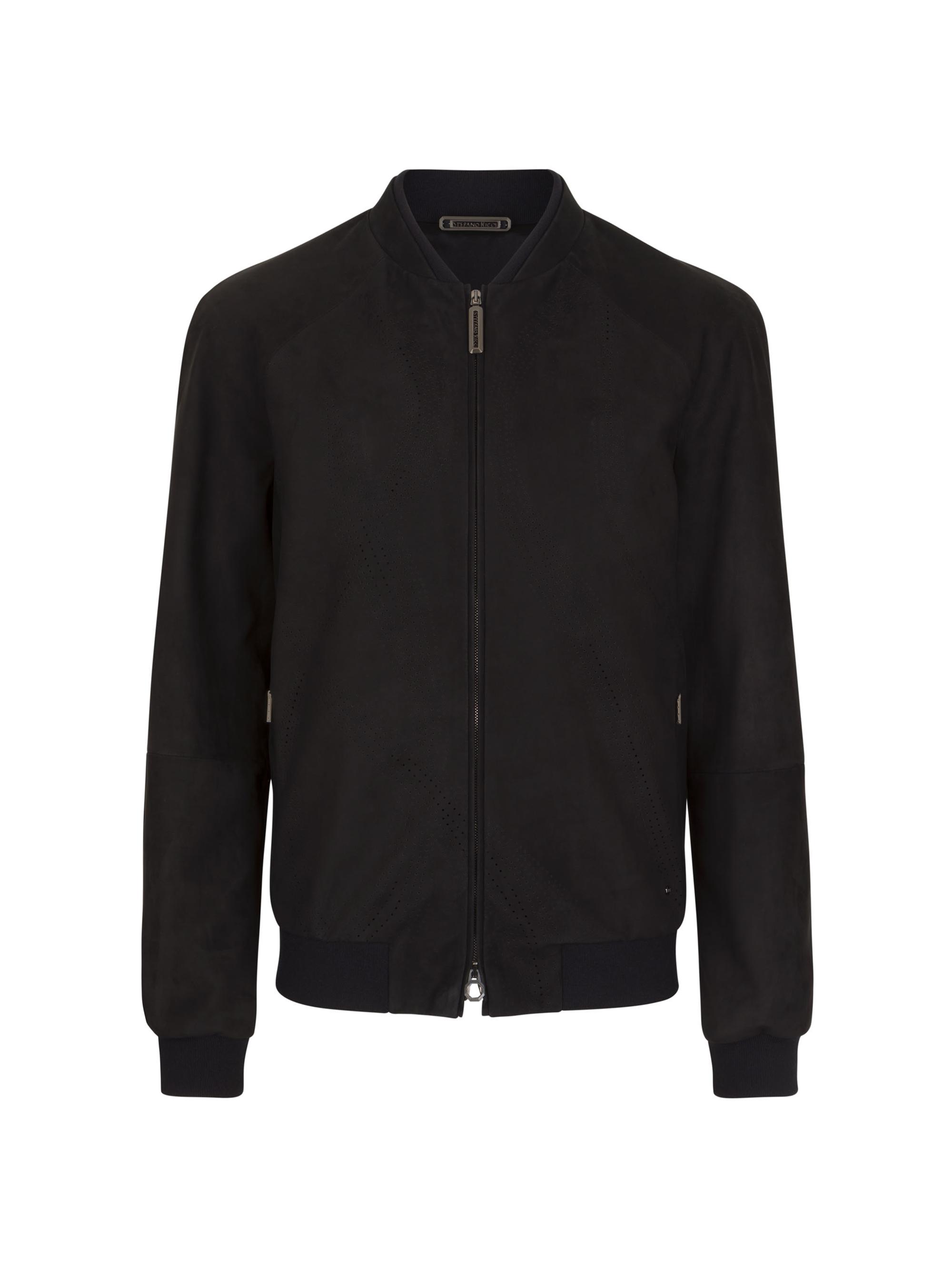 Stefano Ricci Men's Calfskin Leather Blouson Jacket - Black