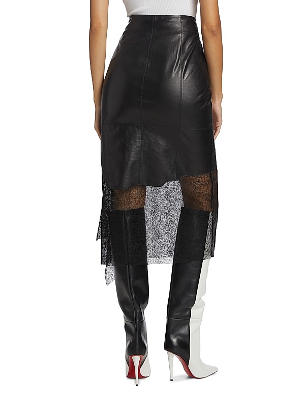 Shop Helmut Lang Leather Lace Midi-Skirt | Saks Fifth Avenue Shop Helmut Lang Leather Lace Midi-Skirt | Saks Fifth Avenue