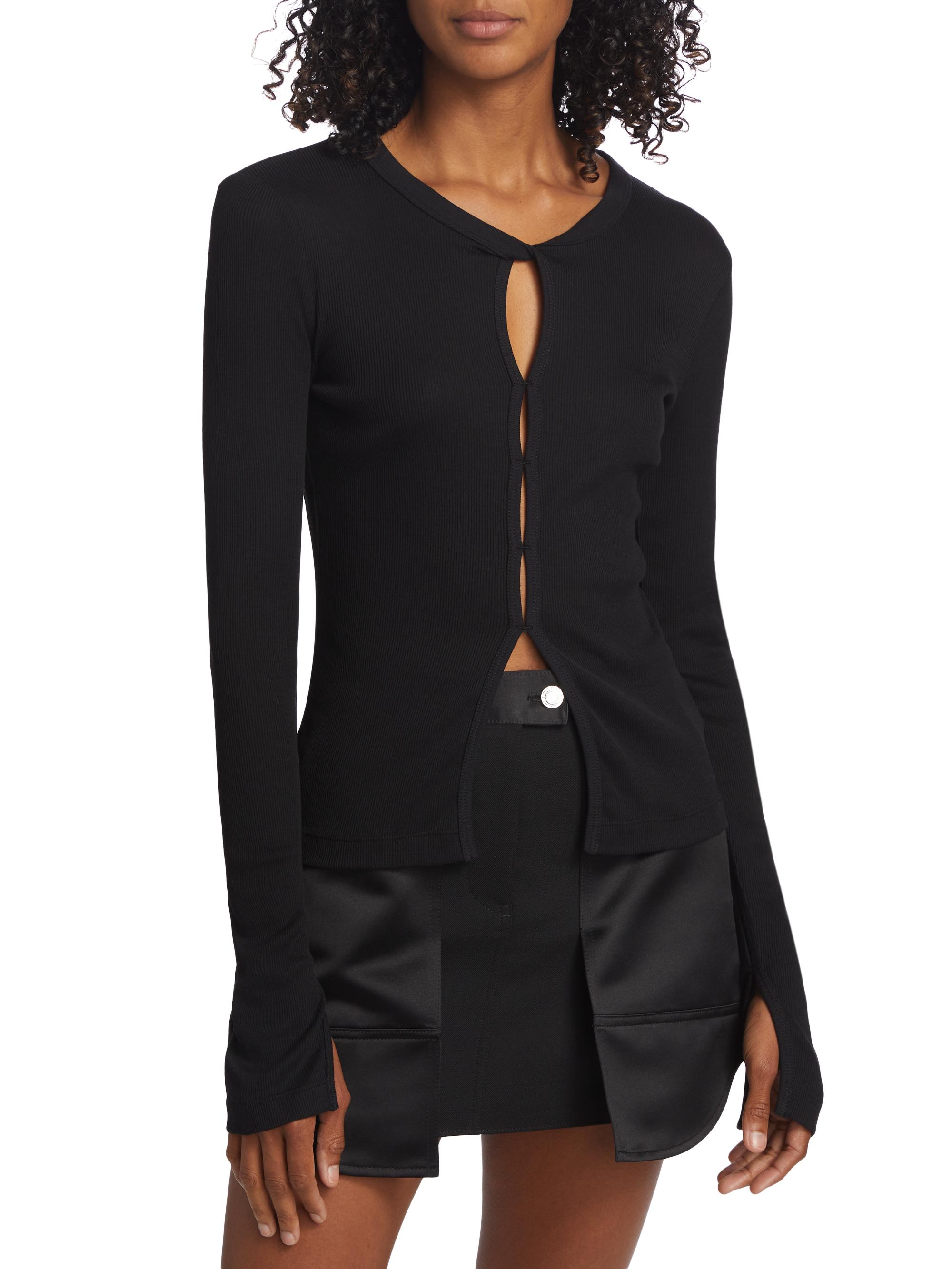 Helmut Lang Rib-Knit Cotton Cut-Out Top | Saks Fifth Avenue