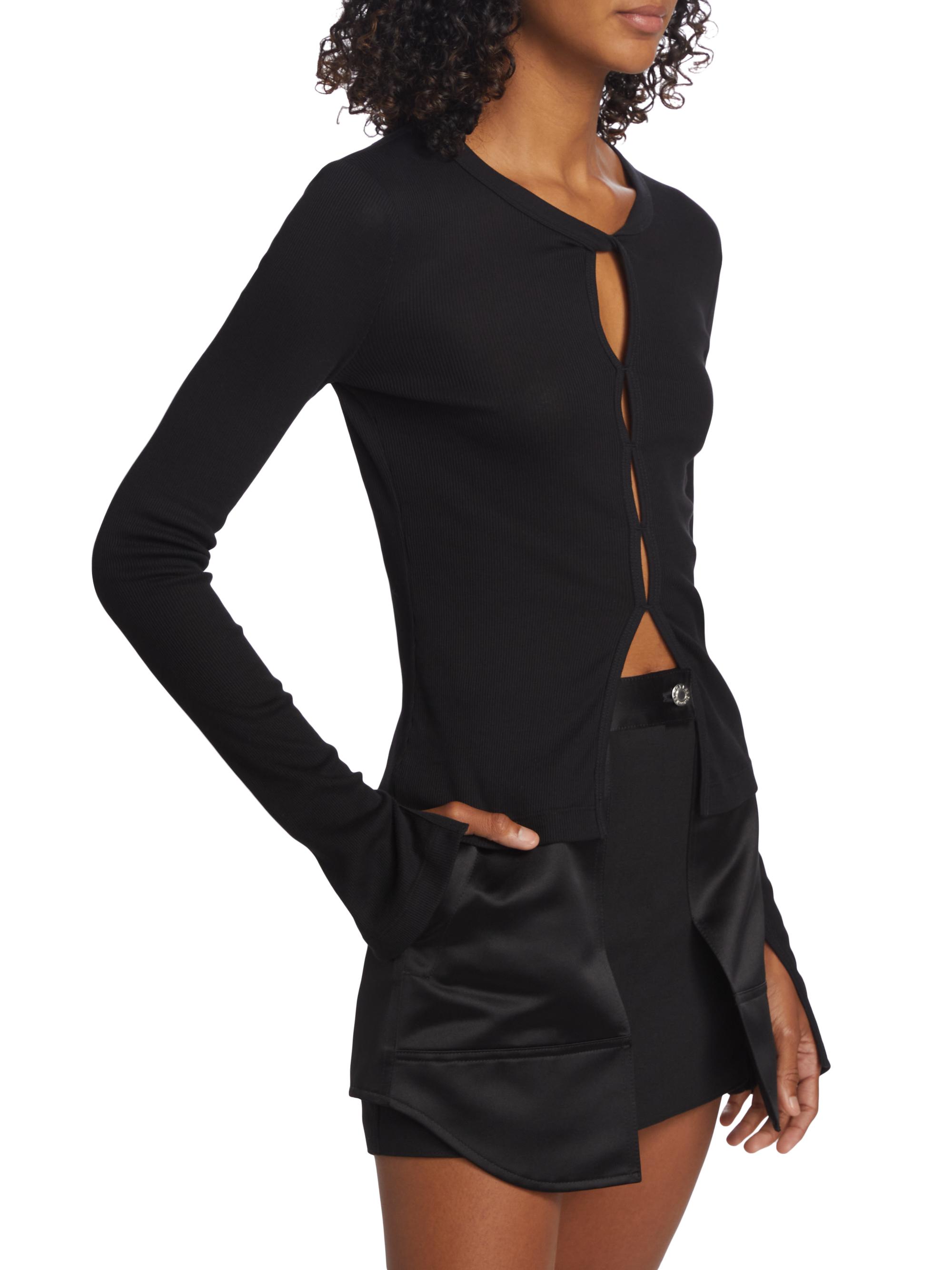 Helmut Lang Rib-Knit Cotton Cut-Out Top | Saks Fifth Avenue