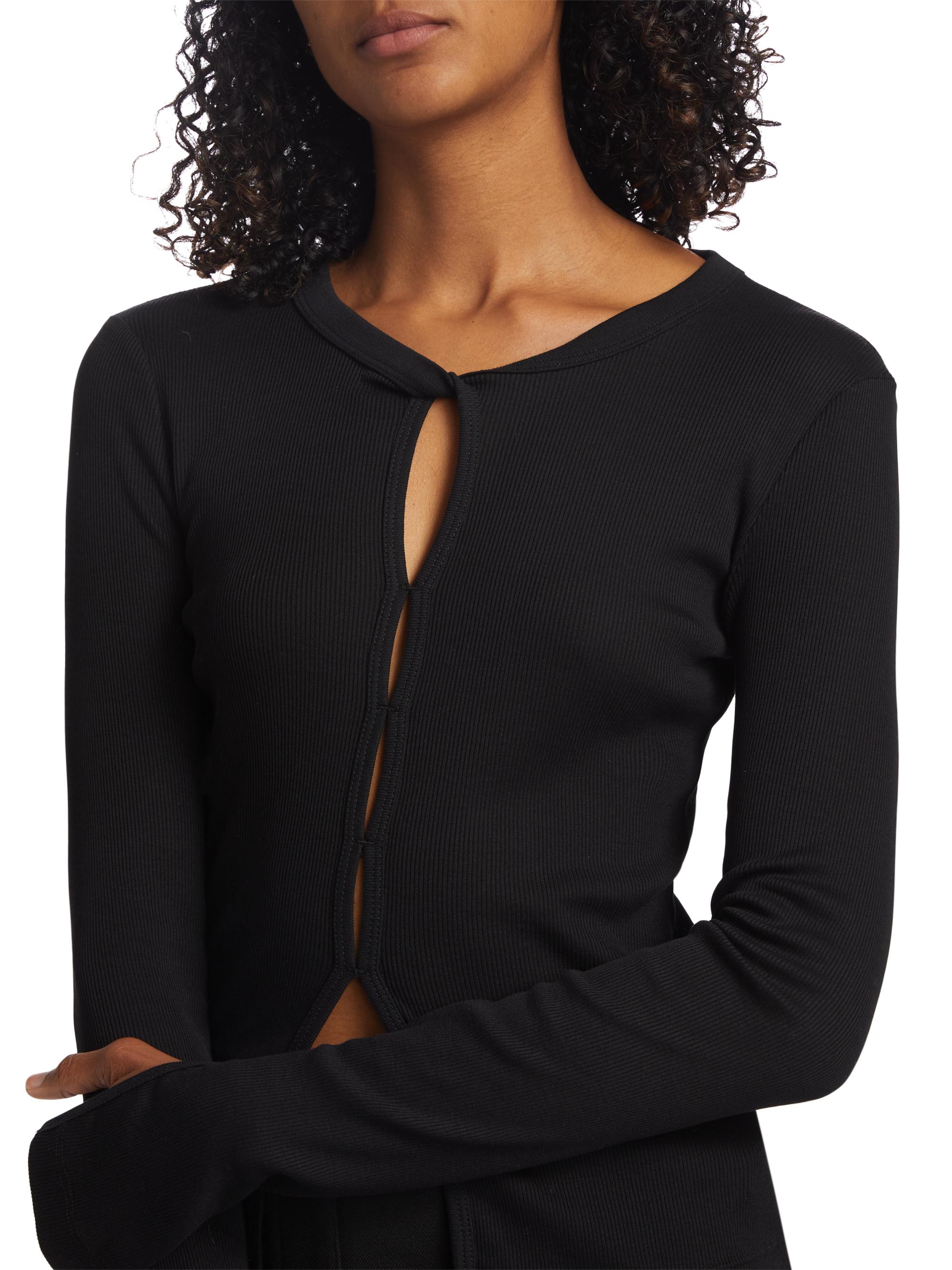Helmut Lang Rib-Knit Cotton Cut-Out Top | Saks Fifth Avenue