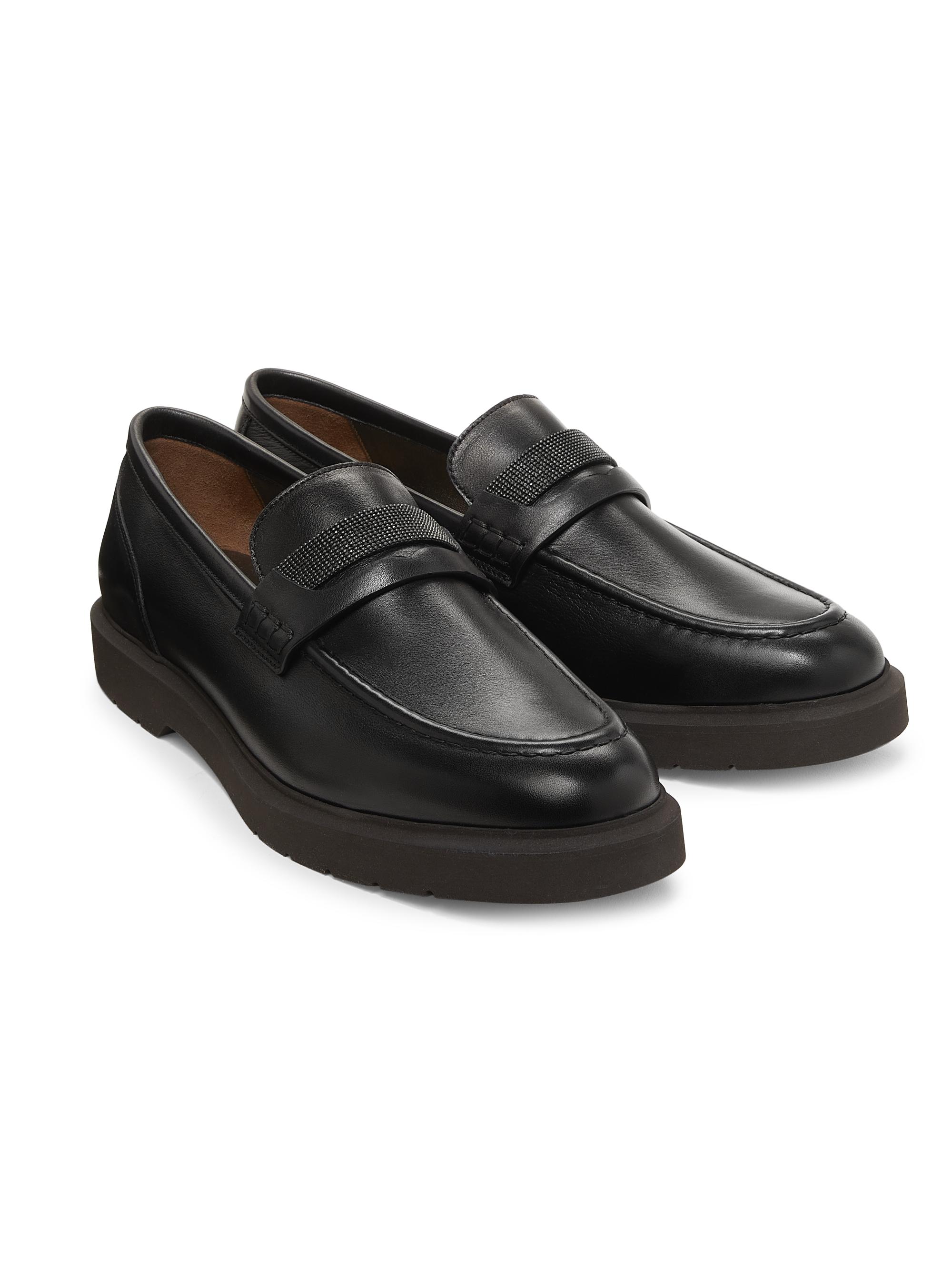 ブルネロクチネリ 38 24 フラット ローファー モニーレ フリンジ カーキ Brunello Cucinelli Leather Penny Loafers | Saks Fifth Avenue
