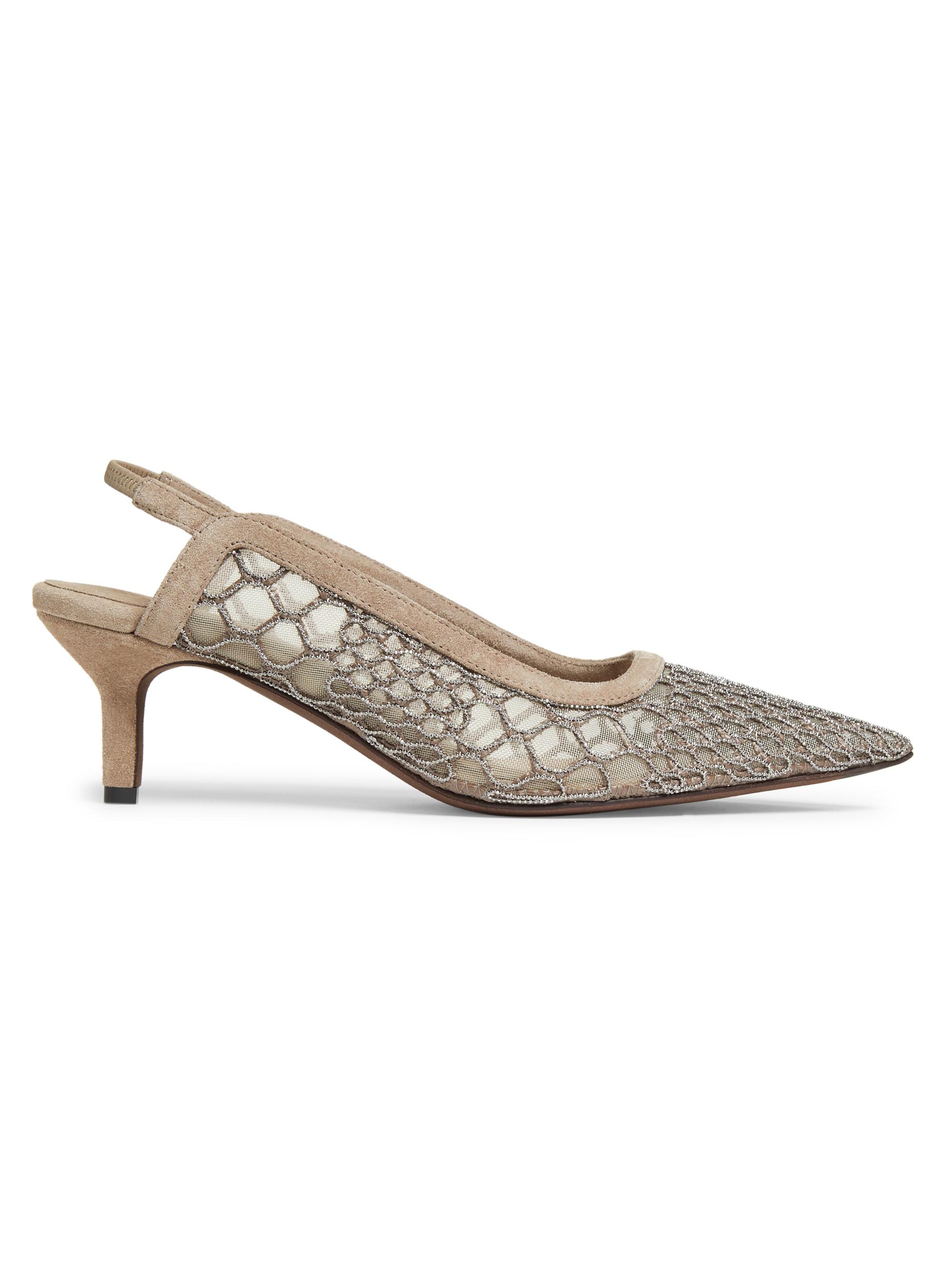 Brunello Cucinelli Women's Embellished Leather Pumps - Fango