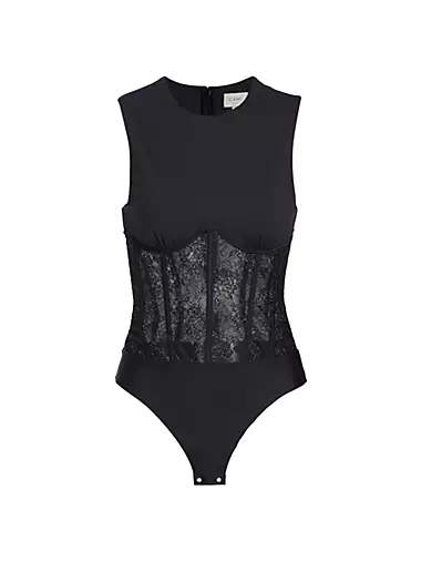 Cami NYC Anne Black Lace Bodysuit L59309 Woman's Size XS 0-2