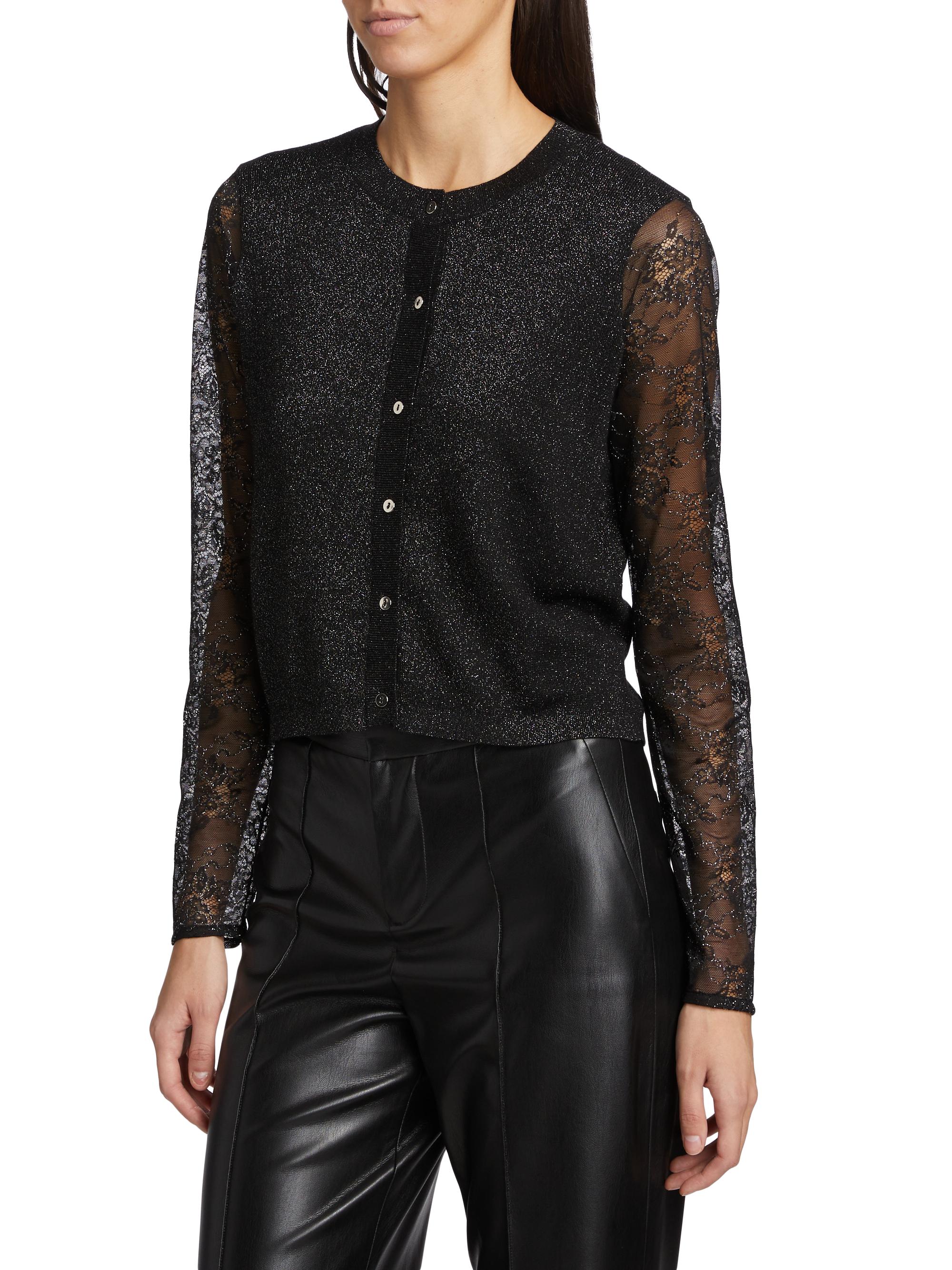 Cami NYC Anissa Semi-Sheer Wool-Blend Lace Cardigan | Saks Fifth