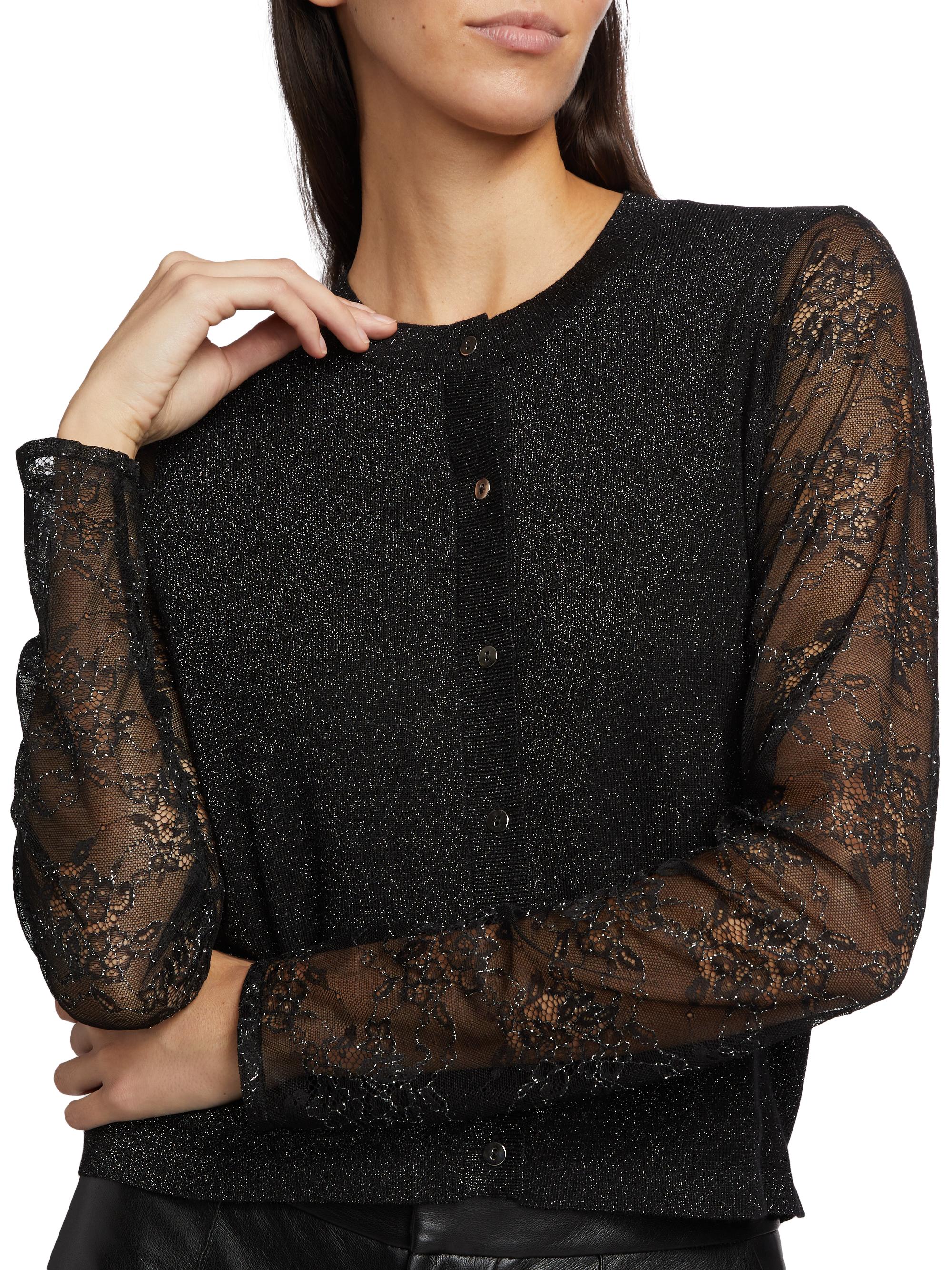 Cami NYC Anissa Semi-Sheer Wool-Blend Lace Cardigan | Saks Fifth