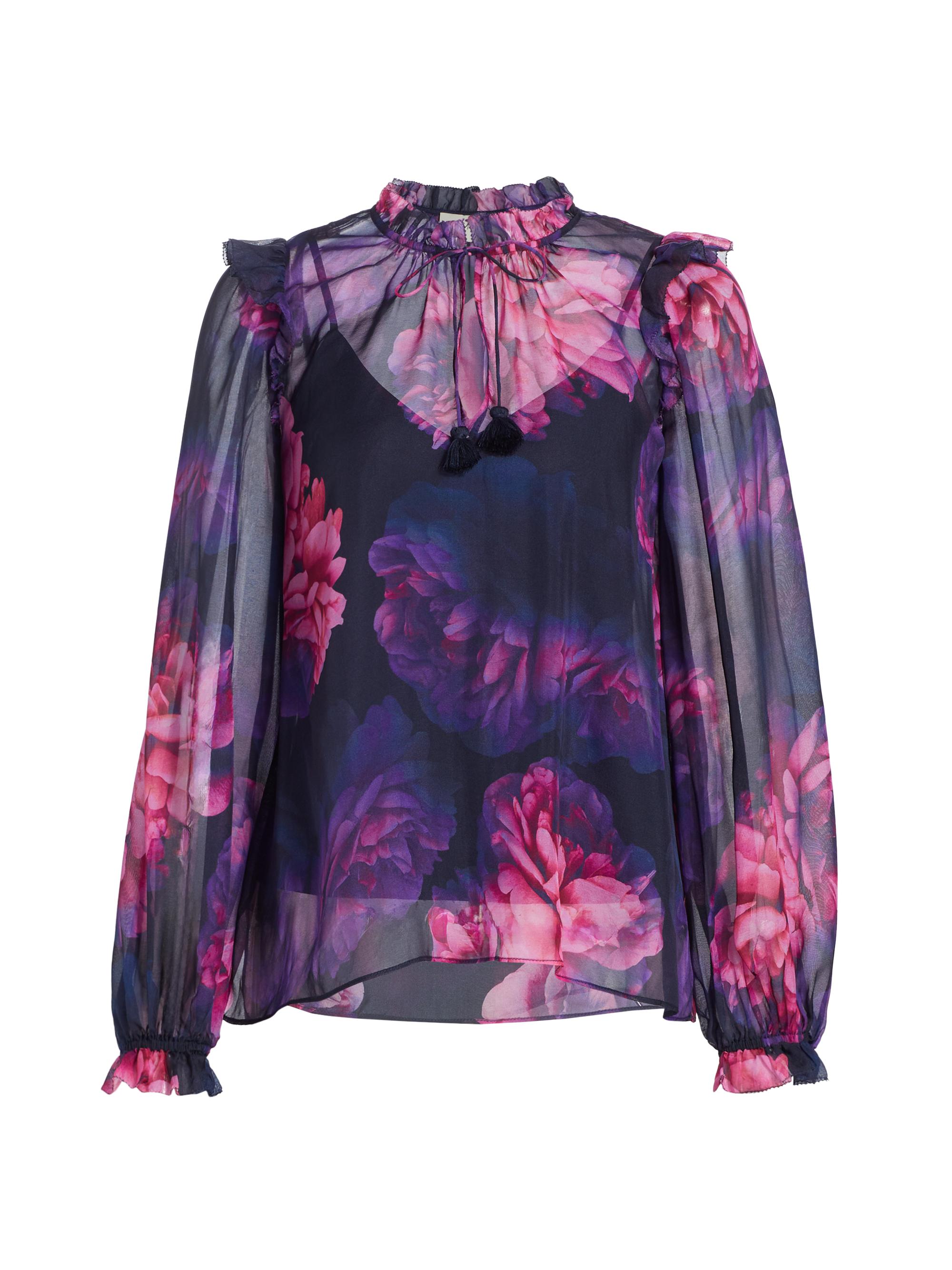 Cami NYC Women's Sandy Floral Silk Tieneck Blouse - Electric Floral