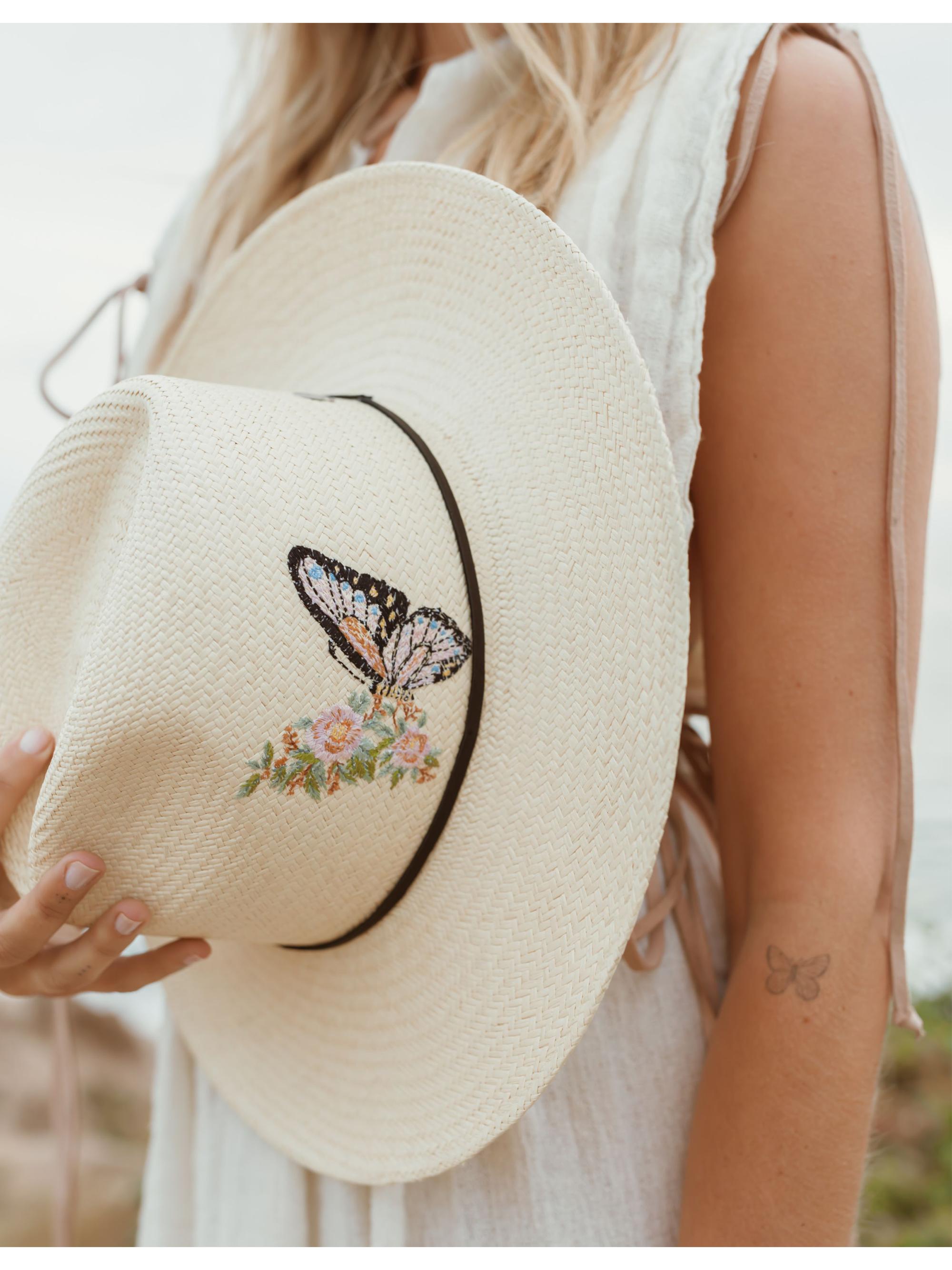 Freya Embroidered Butterfly Straw Sun Hat - Cream Freya x Mignonne Gavigan ✨ July 6th / mark your calendar ? main image 3