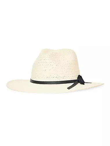 Rhode Leather-Trimmed Straw Hat