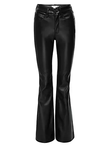Final Sale Plus Size Faux Leather Bell Bottom Pants in Black