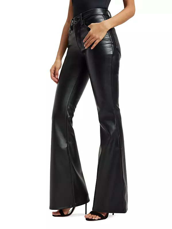 Shop Good American Good Legs Flared Faux Leather Pants