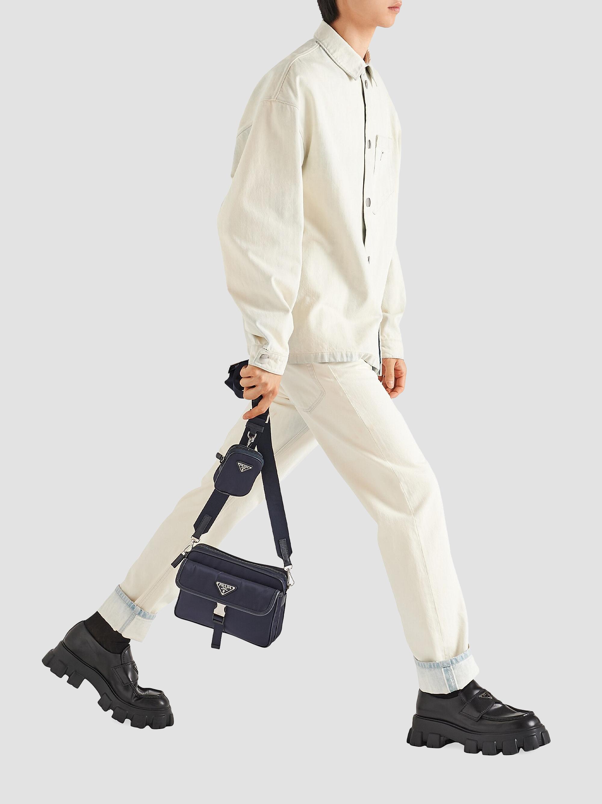 Prada Men's Re-Nylon And Saffiano Leather Shoulder Bag - Blue | Thumbnail 2