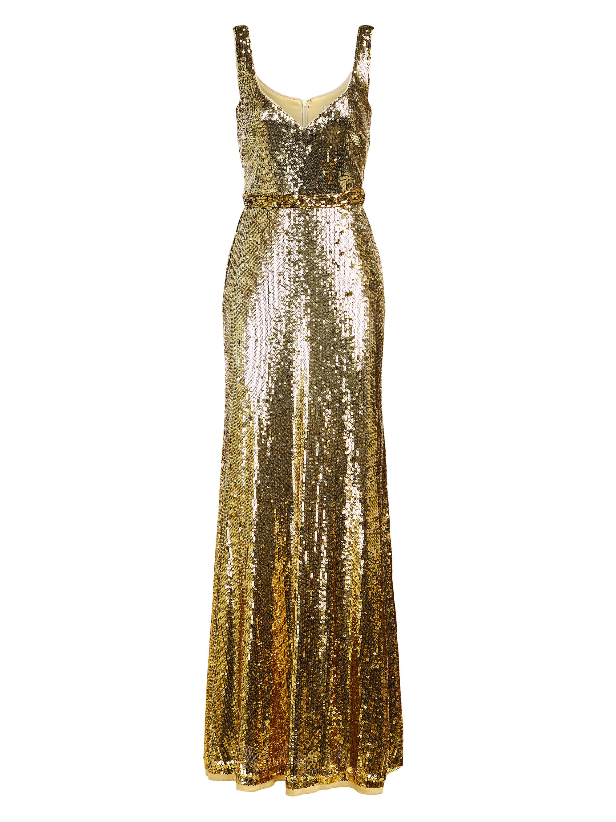 Halston Women's Zahra Sequined Sleeveless Gown - Gilt