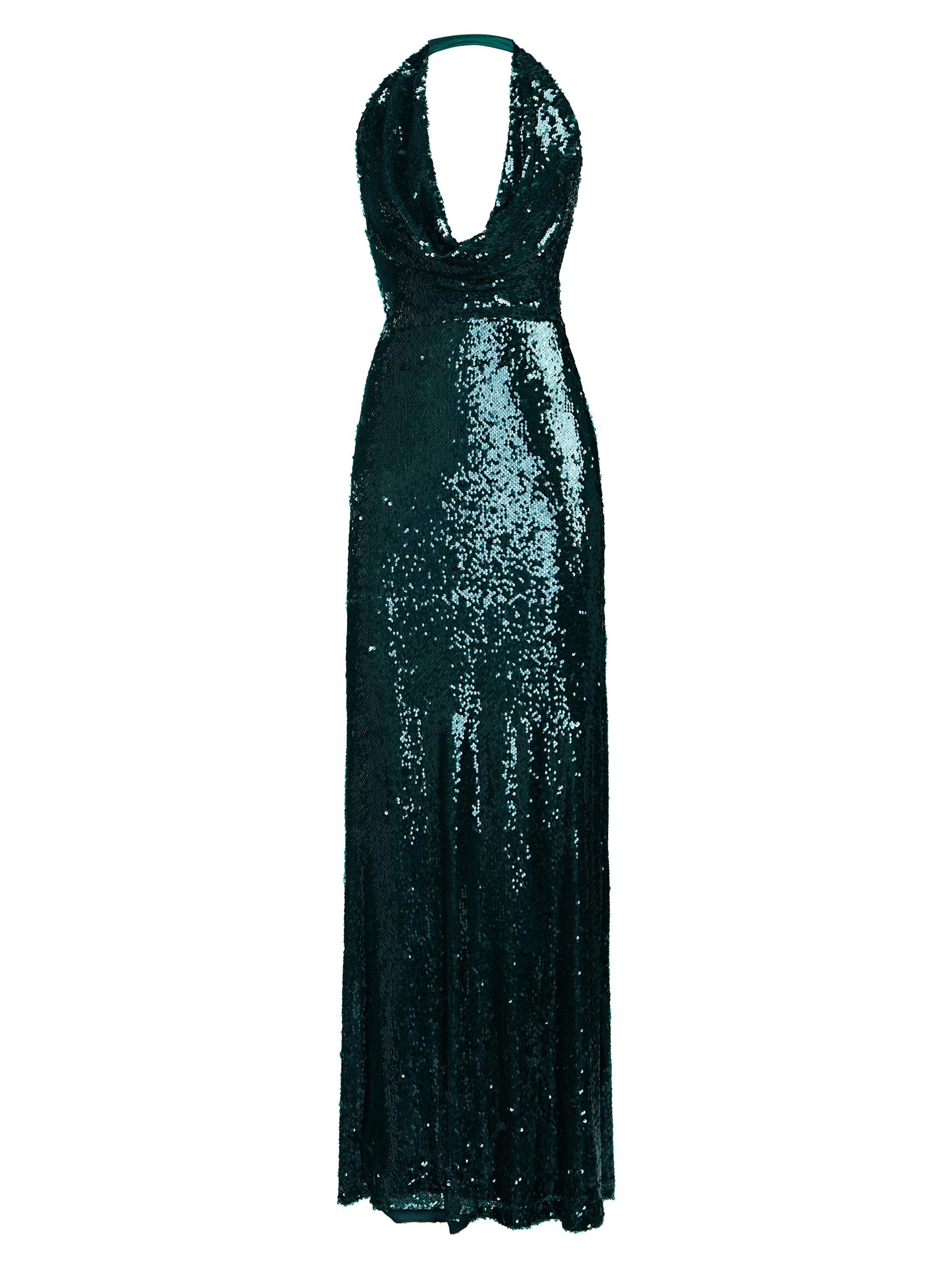 Halston Women's Tova Sequin Halterneck Gown - Atlantic