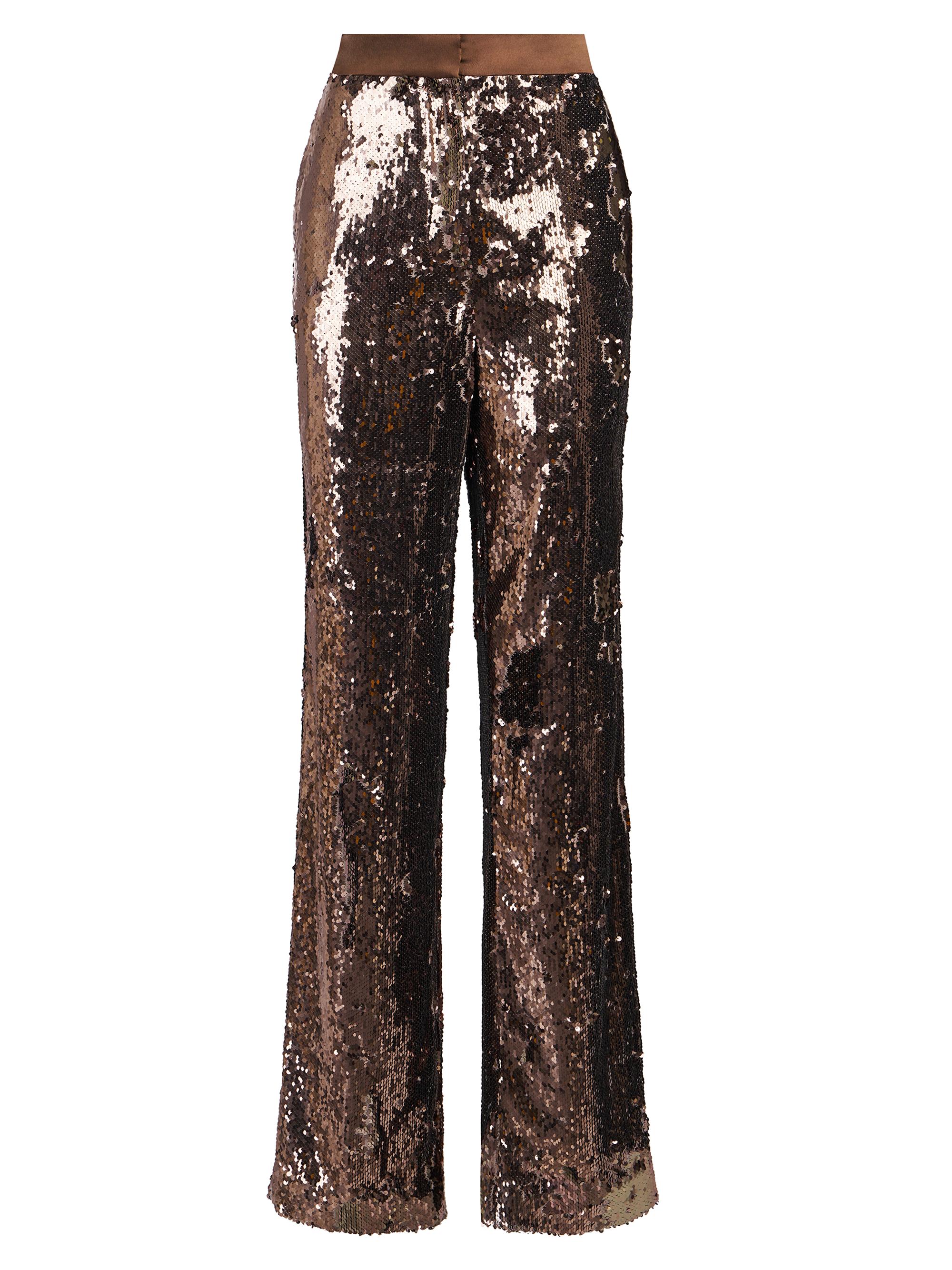 Halston Women's Jett Sequin Straight-Leg Pants - Java