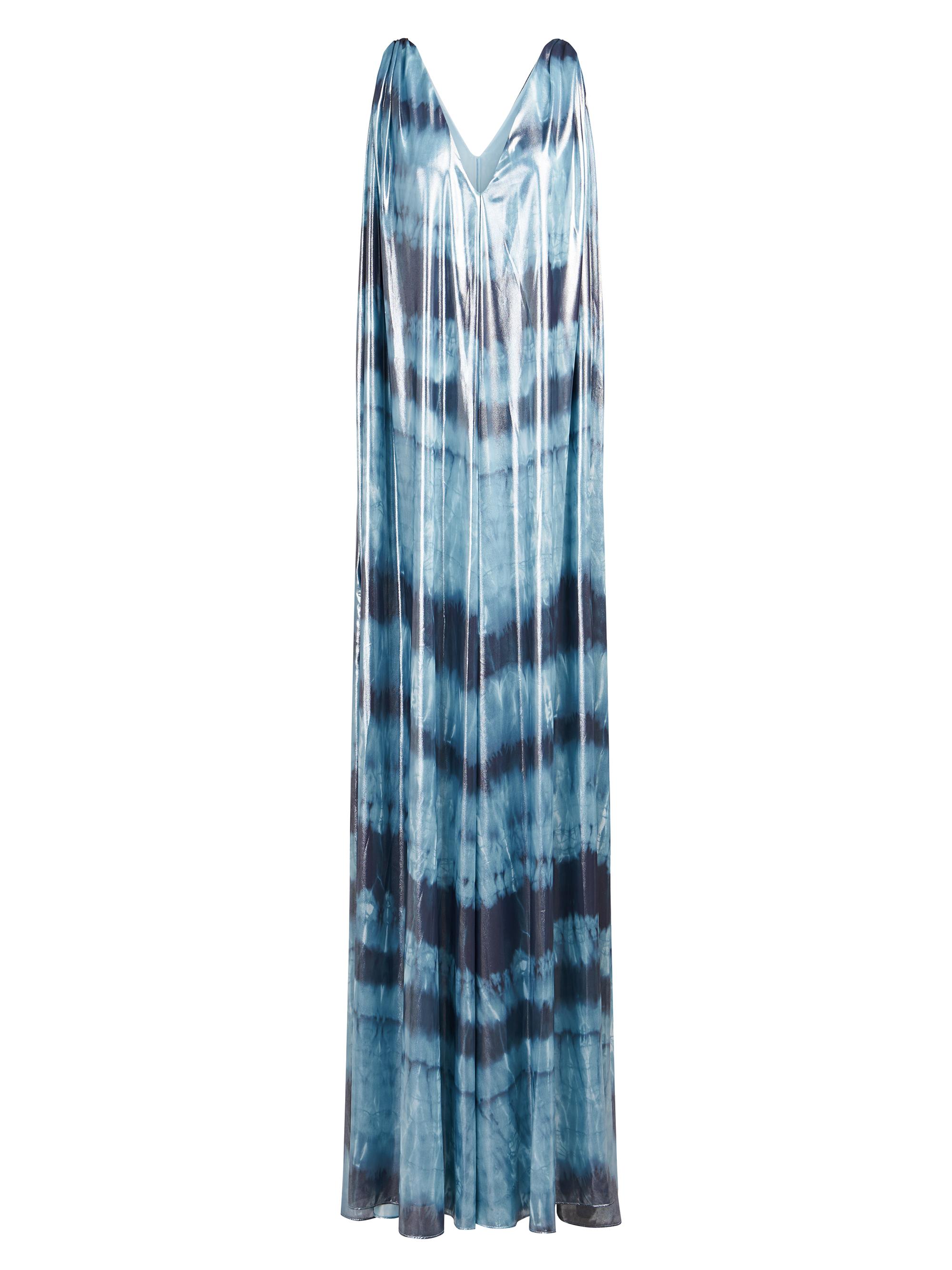 Halston Women's Umu Iridescent Tie-Dye Chiffon Gown - Blue Shibori