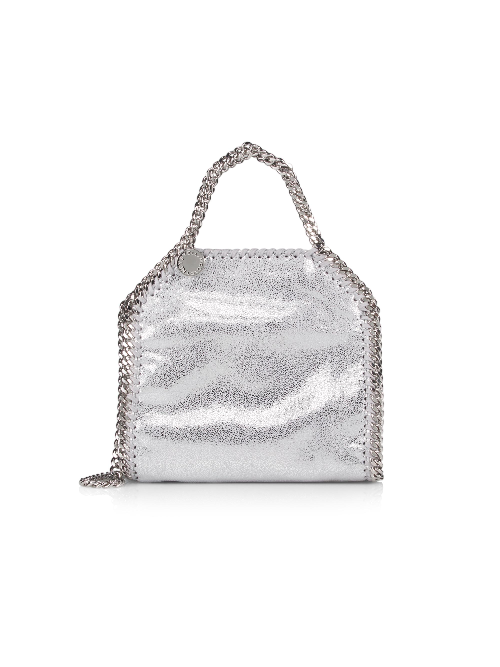 Stella McCartney Women's Tiny Falabella Chamois Top Handle Bag - Silver