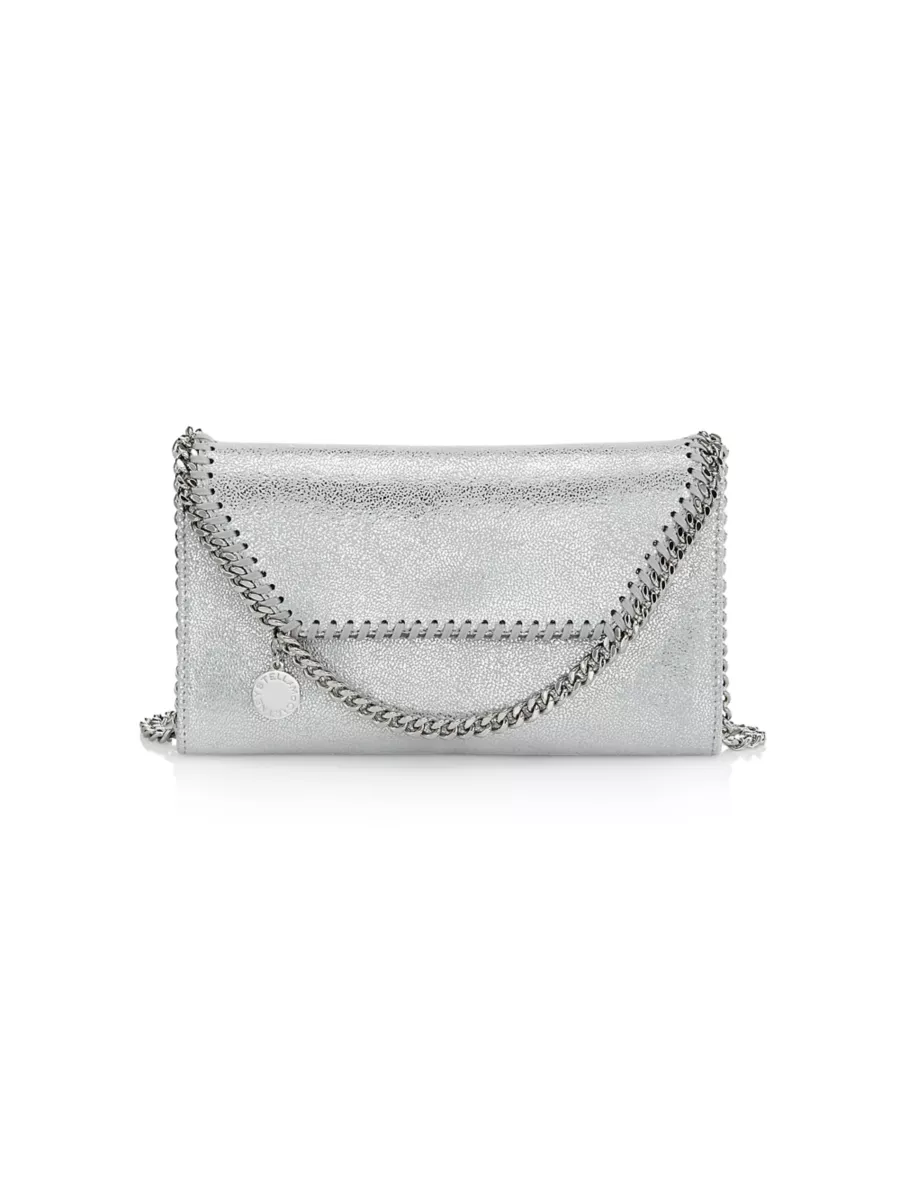 Shop Stella McCartney Mini Falabella Metallic Crossbody Bag