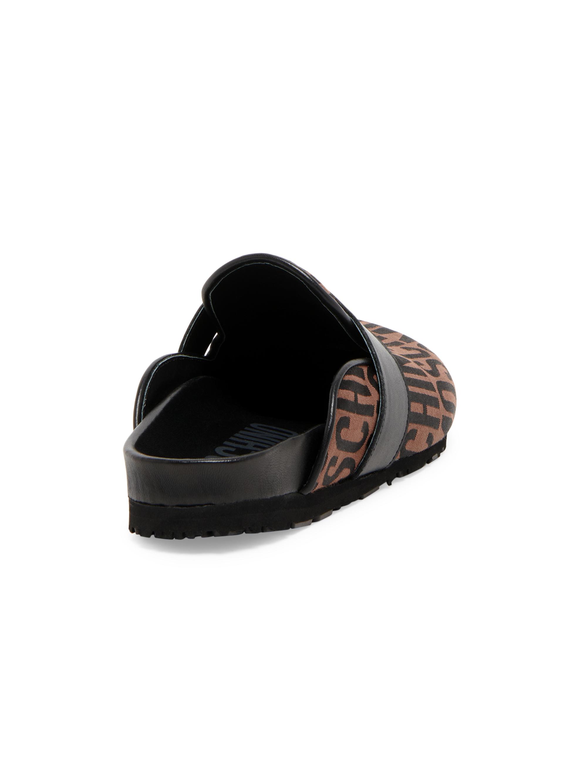 Shop Moschino Logo Jacquard Leather-Trimmed Mules | Saks Fifth Avenue