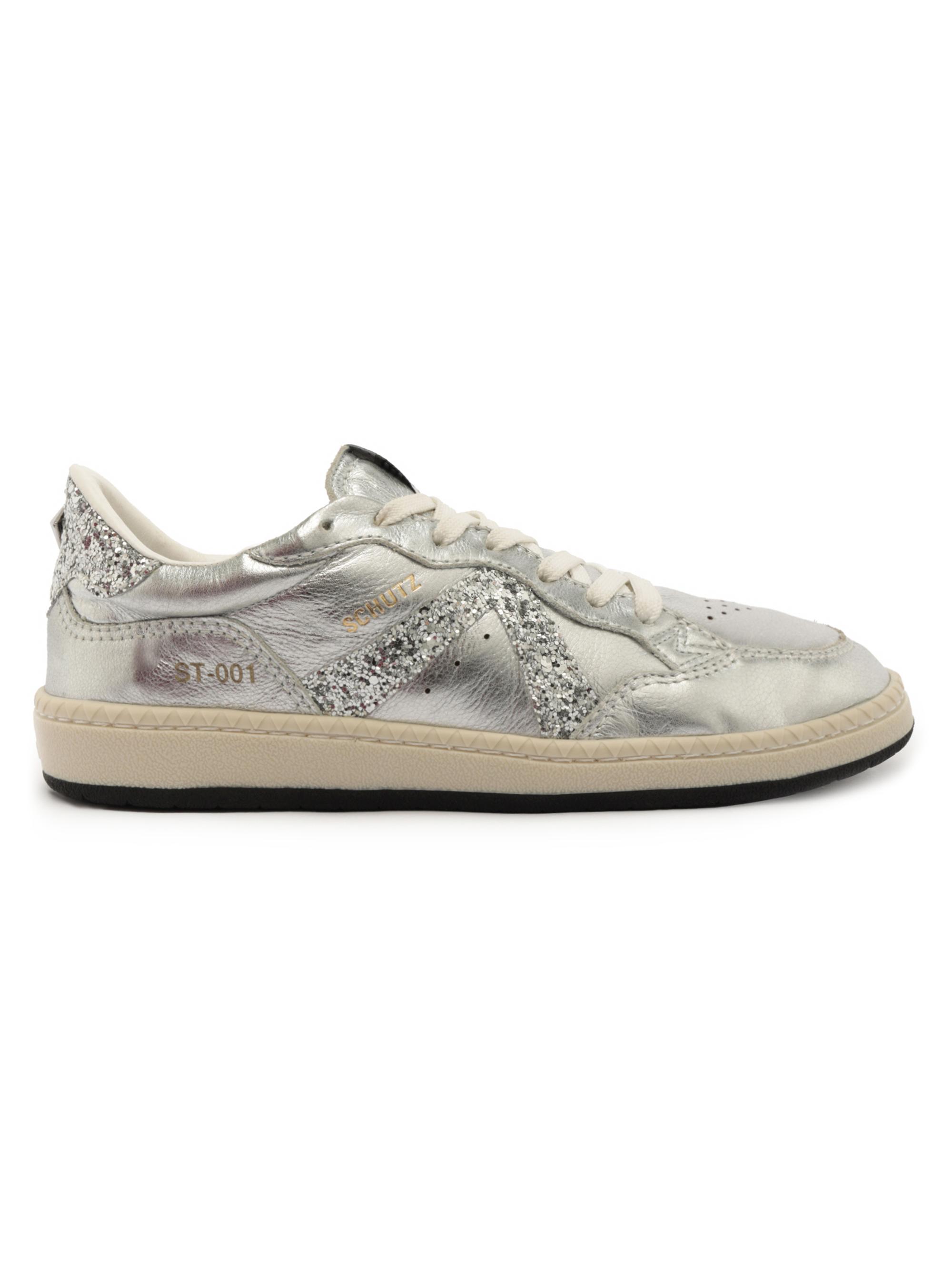 Schutz Women's Metallic Leather & Glitter Low-Top Sneakers - Silver
