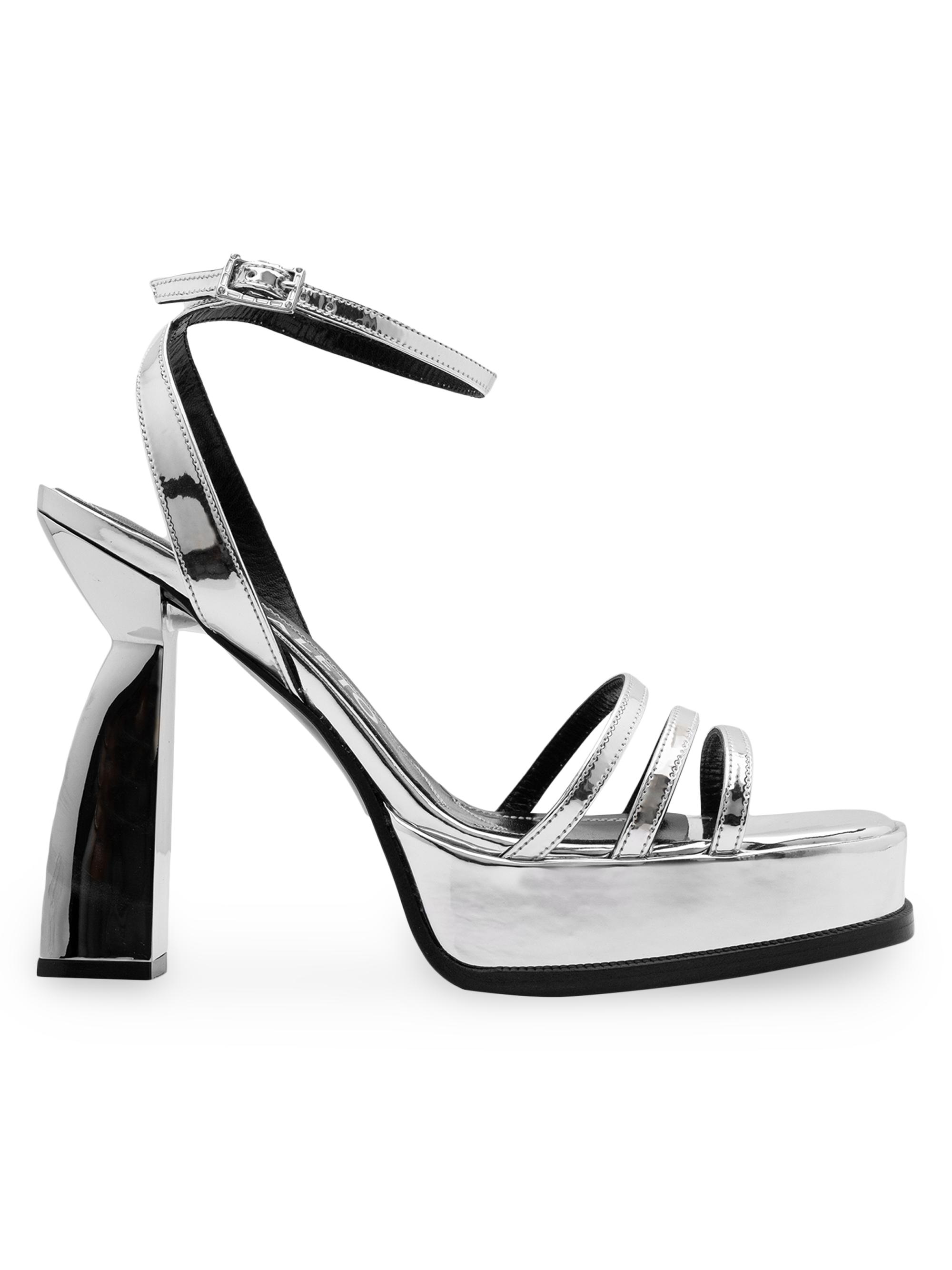Nodaleto Women's Angel 120MM Metallic Sandals - Silver Specchio