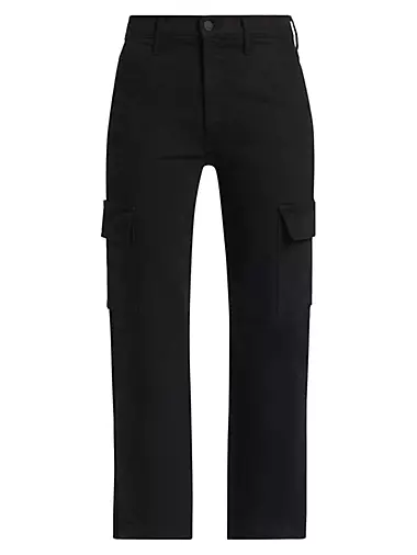 Yaya  Soft Cargo Trousers with Ribbed Cuff Black - Tryst Boutique
