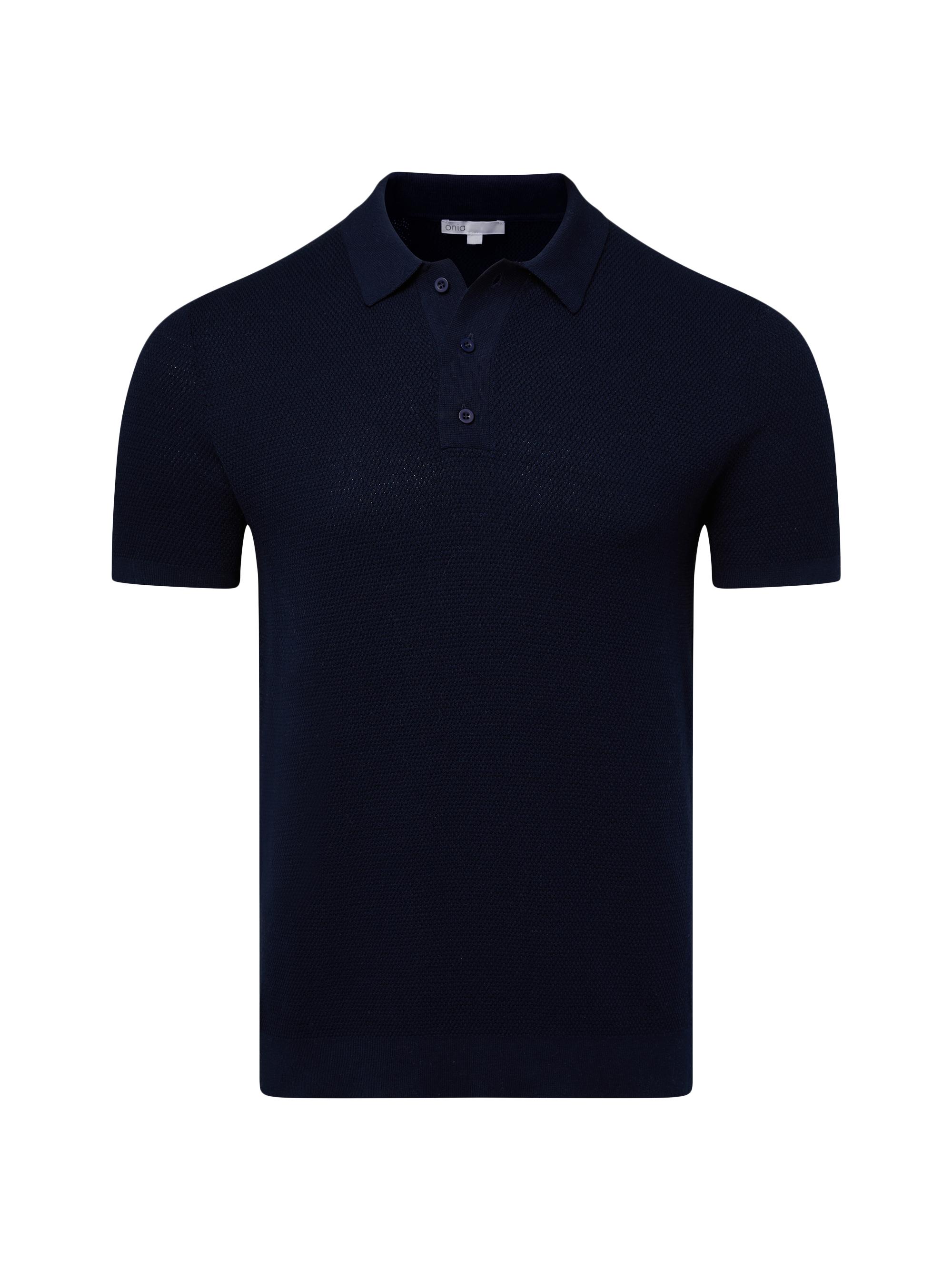 Onia Men's Textured Knit Polo Shirt - Deep Navy