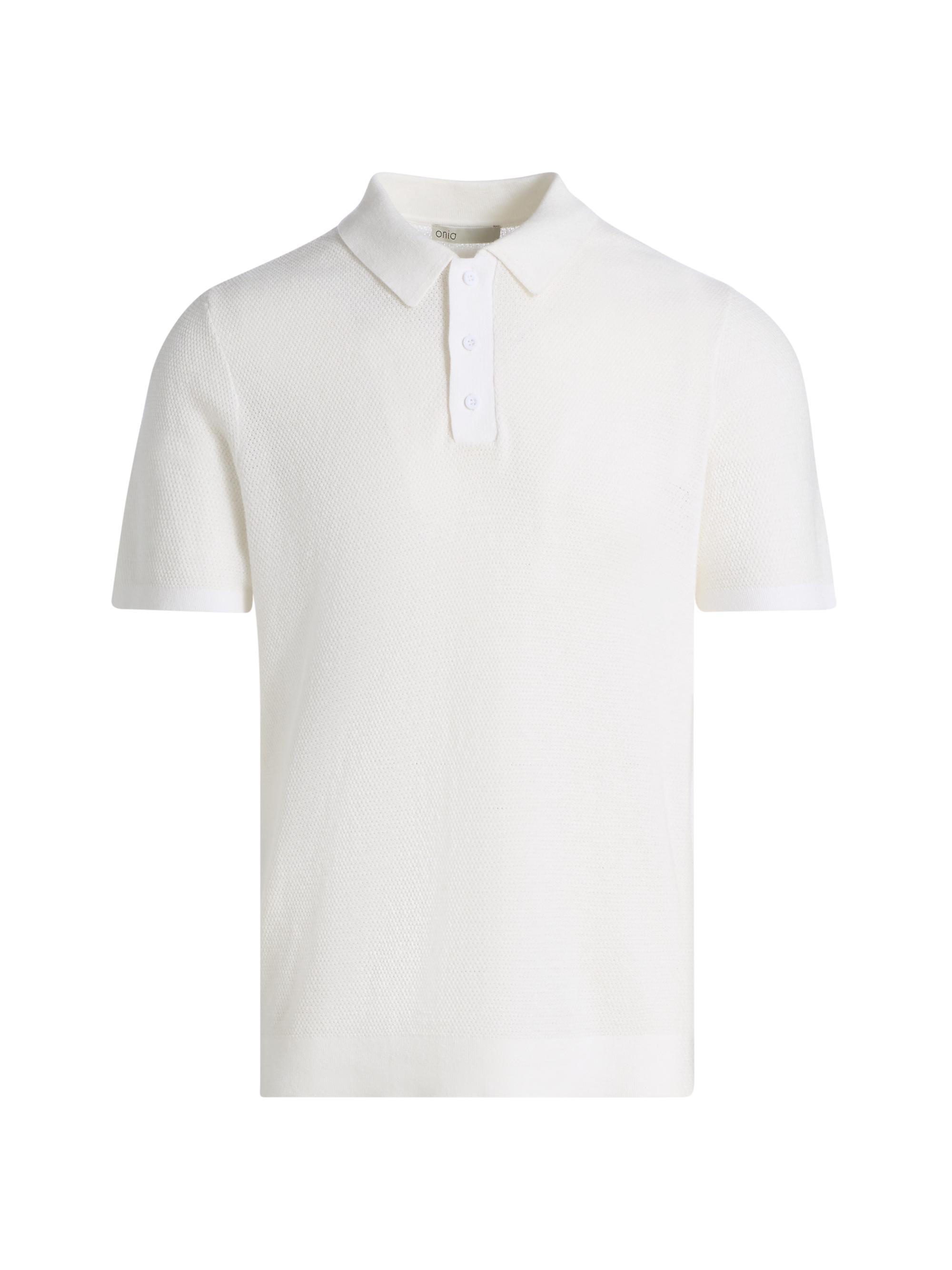 Onia Men's Textured Knit Polo Shirt - White