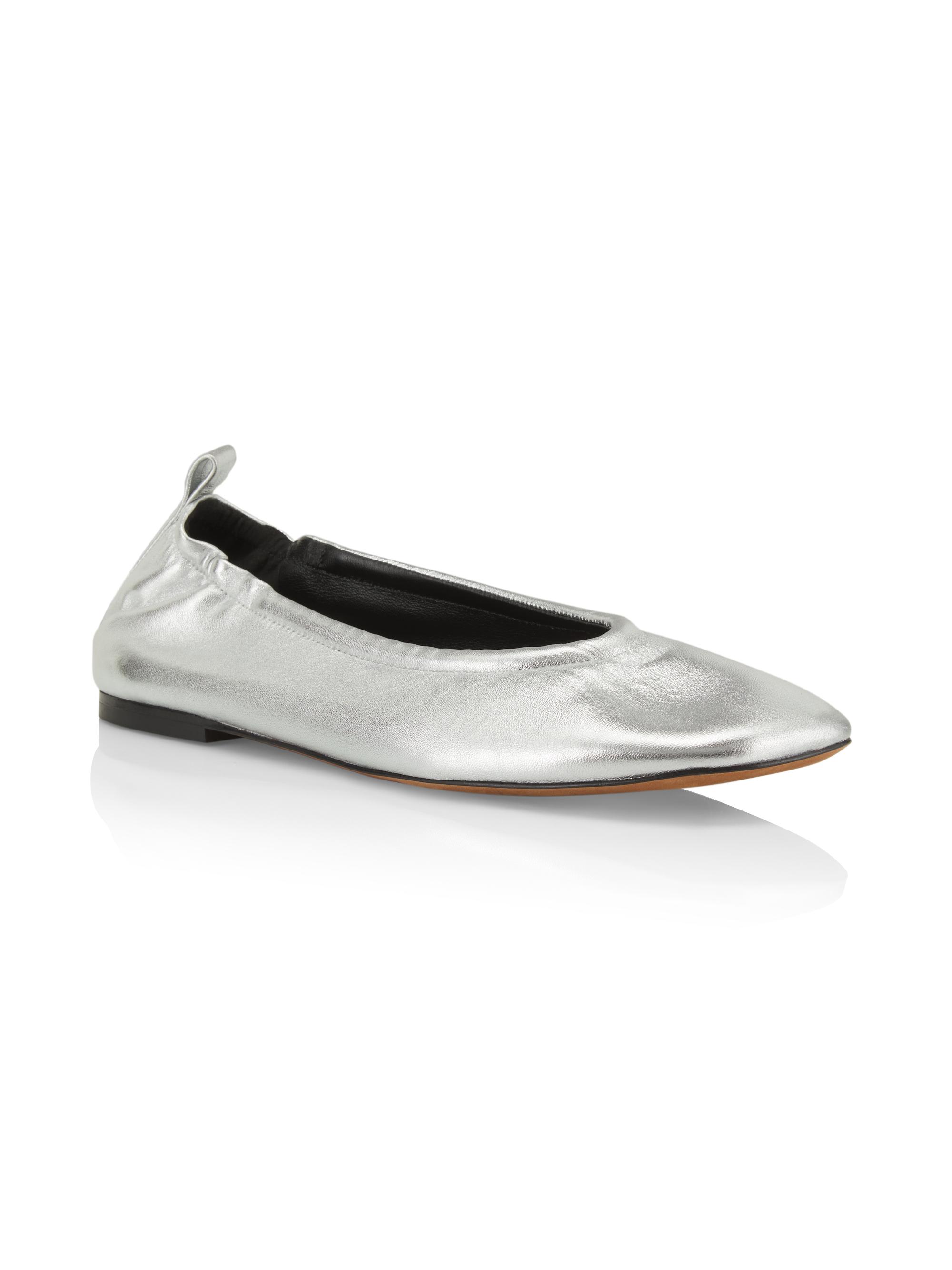 3.1 Phillip Lim Stretch-Back Metallic Leather Ballet Flats | Saks