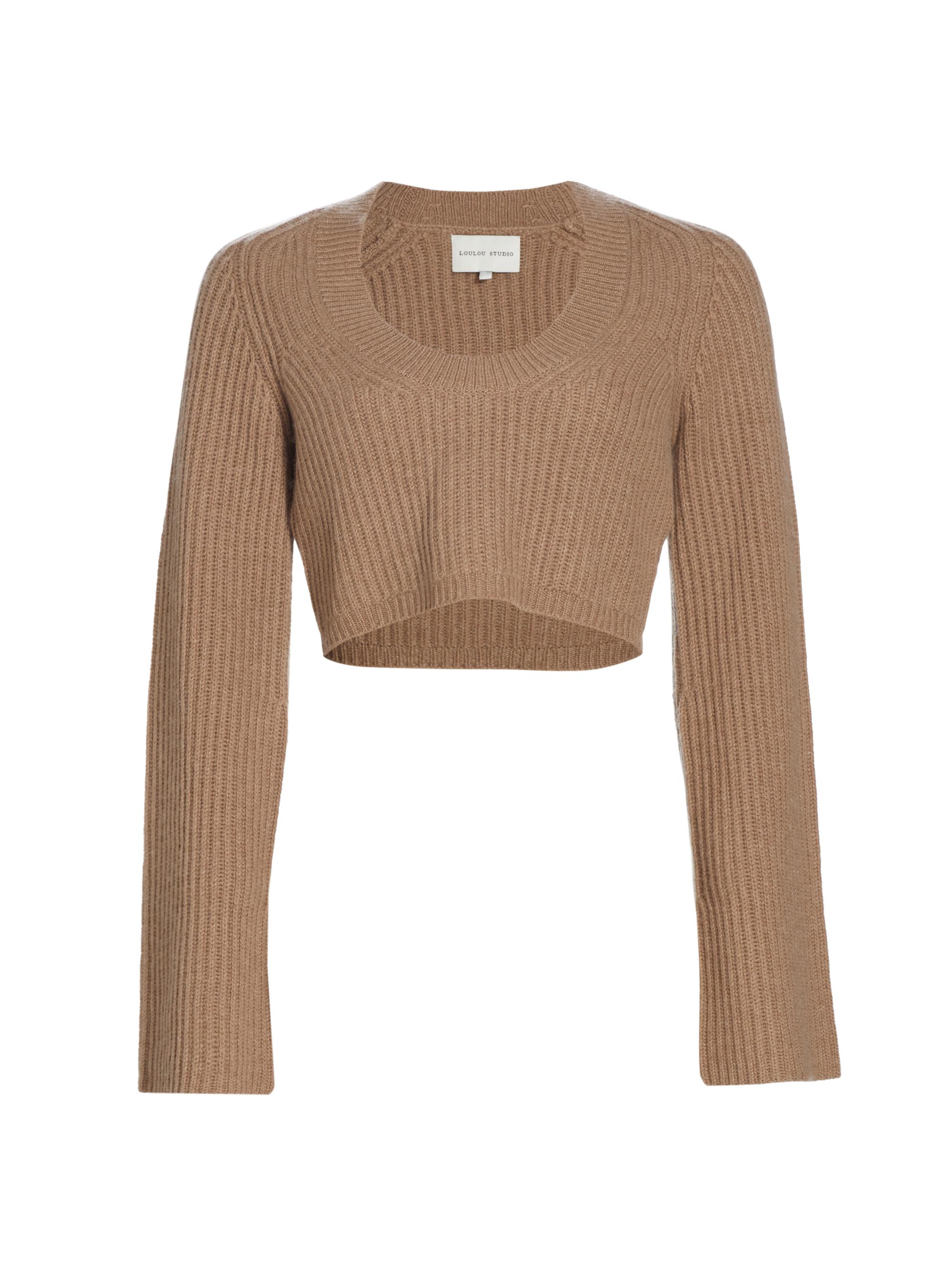 Loulou Studio Women's Chante Cashmere Crop Sweater - Sand Melange