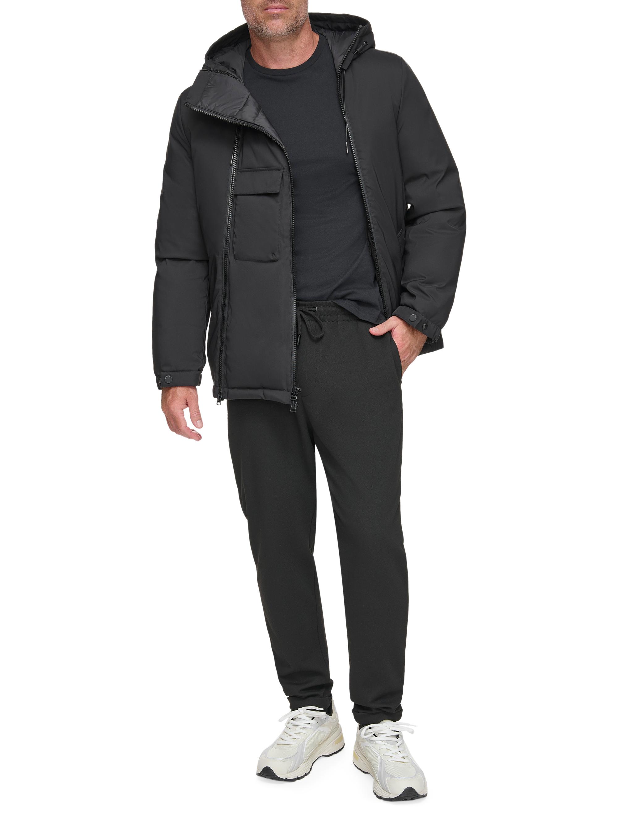 Andrew Marc Men's Anzen Down Stretch Double Front-Zipper Jacket - Black