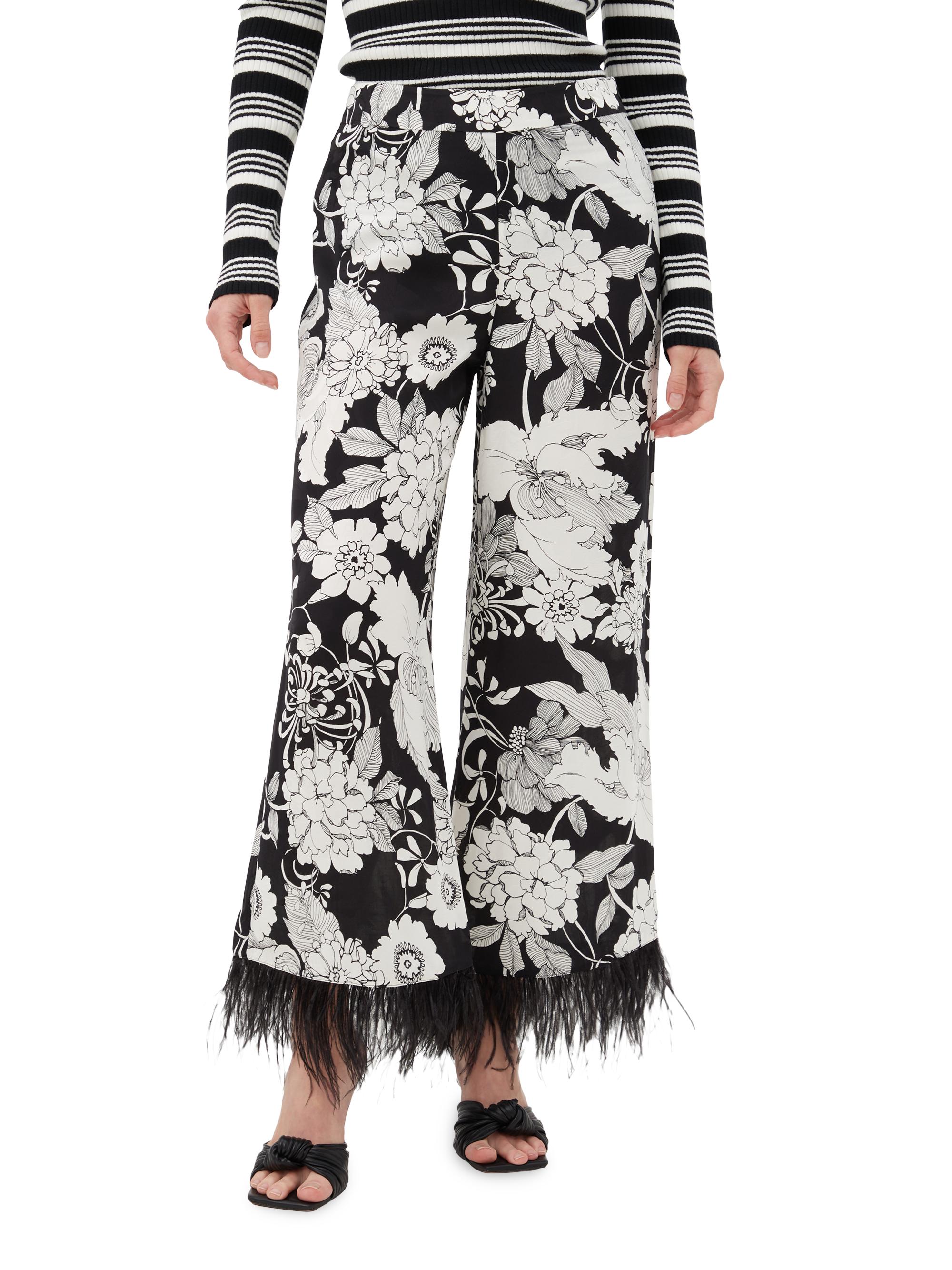 Trina Turk Women's Weekend Jacquard & Feather Pants - Black White | Thumbnail 7