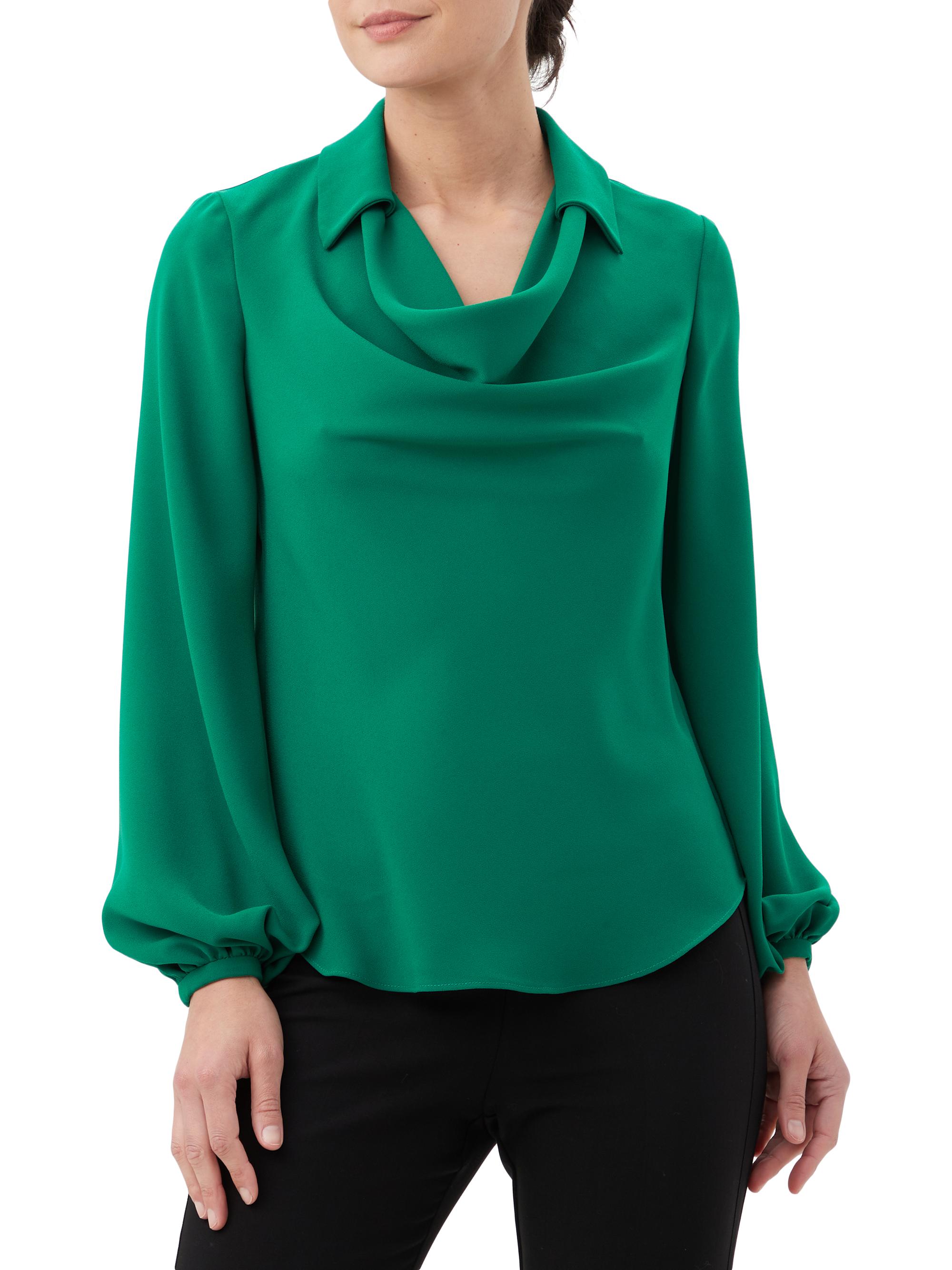 Trina Turk Women's Tanoshi Cowl Crepe Top - Emerald