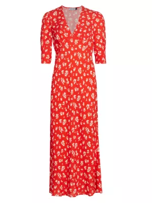 Rixo floral-print crepe mini dress - Red