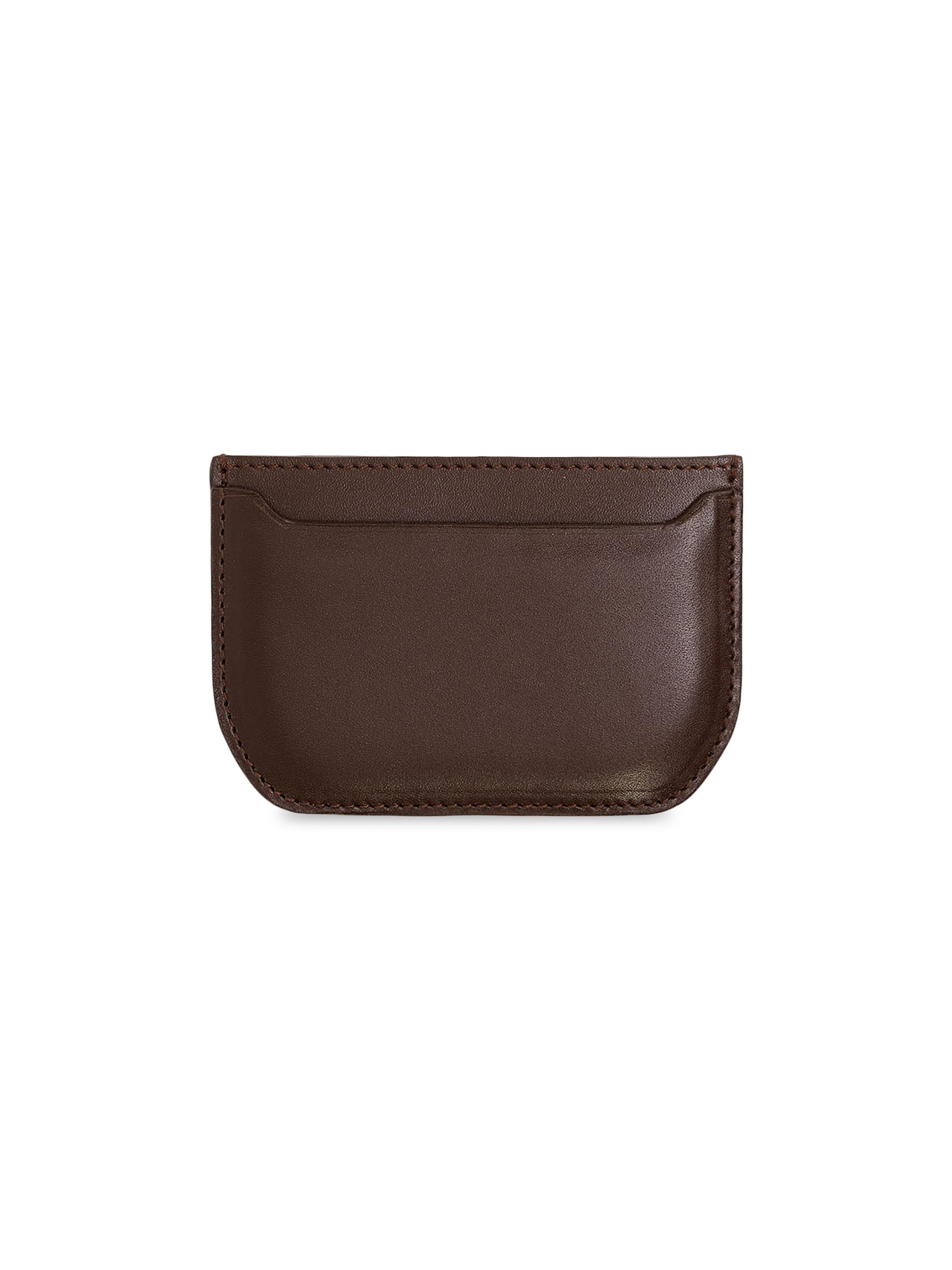 Lemaire Men's Embossed Leather Card Holder - Chocolate Fondant