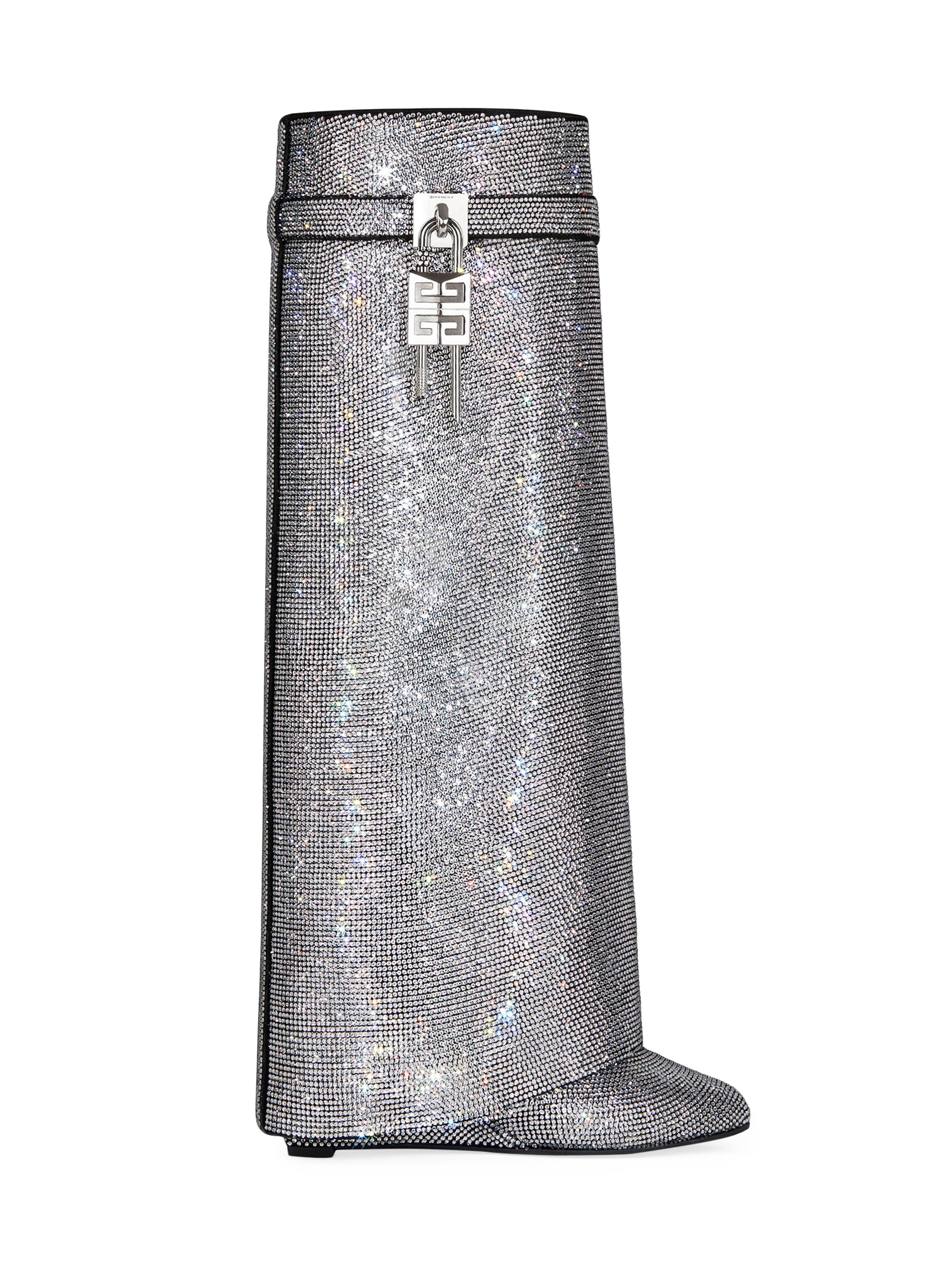 Givenchy Women's Shark Lock Boots Wide Fit In Strass - Silvery