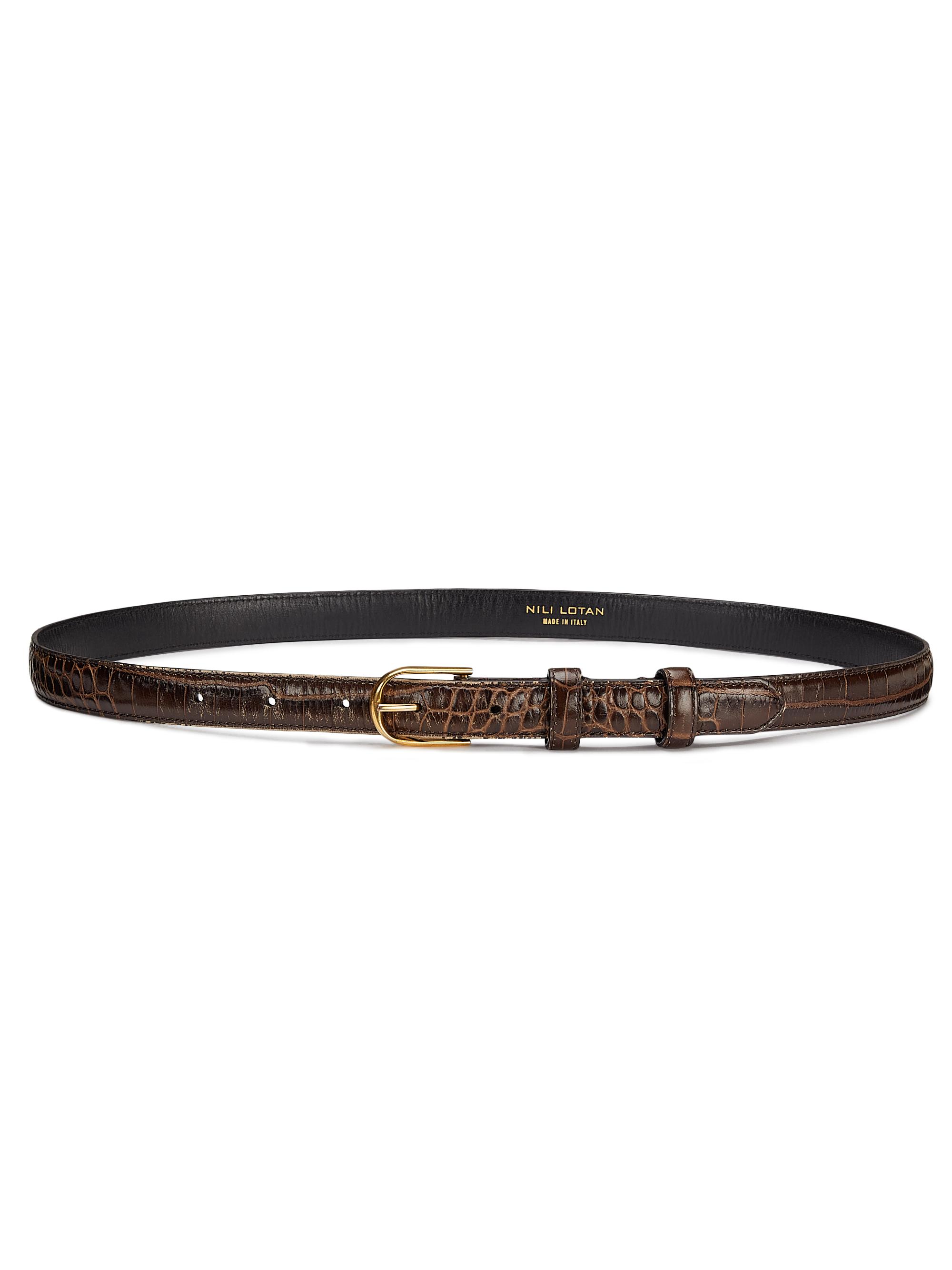 Jane Alligator-Embossed Leather Belt