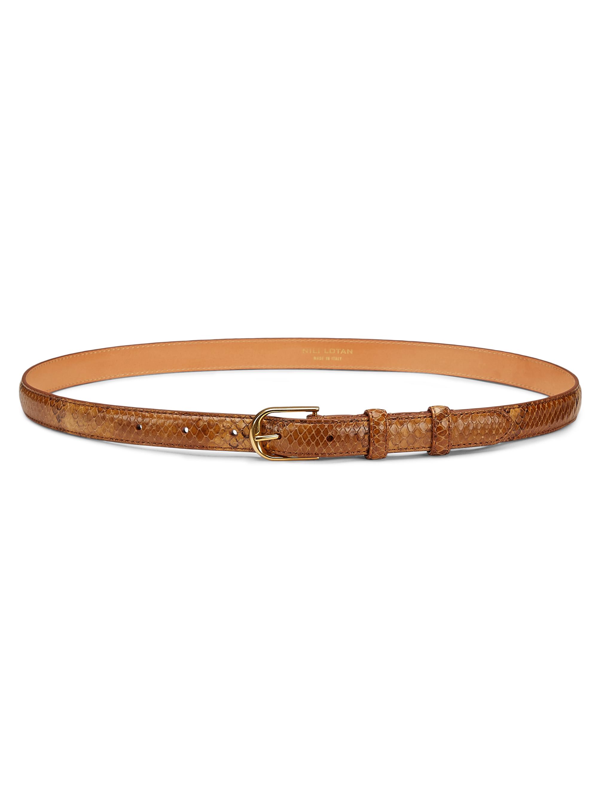 Nili Lotan Women's Jane Snake-Embossed Leather Belt - Camel Snake Skin With Gold