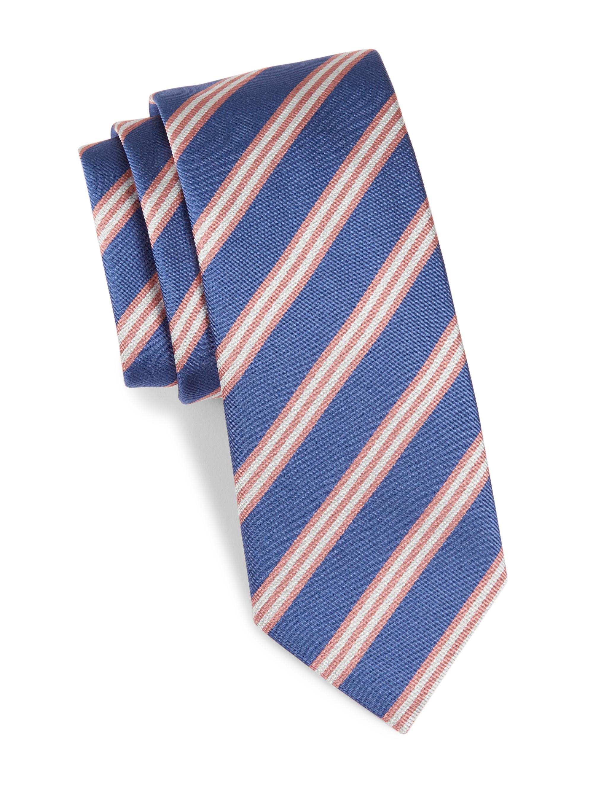 Canali Men's Striped Silk Tie - Blue