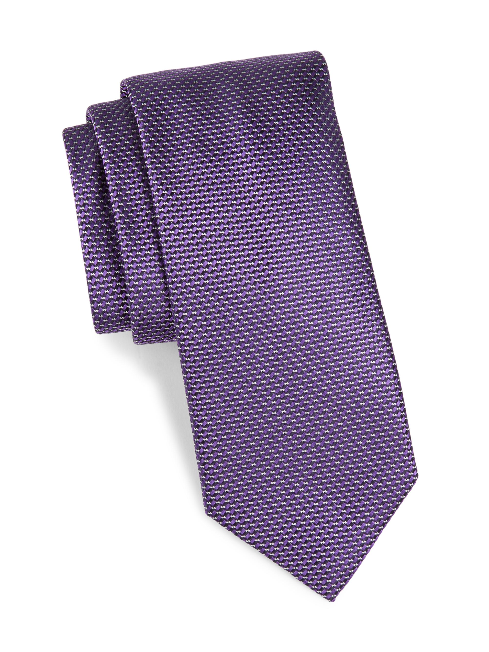 Canali Men's Neat Silk Tie - Purple
