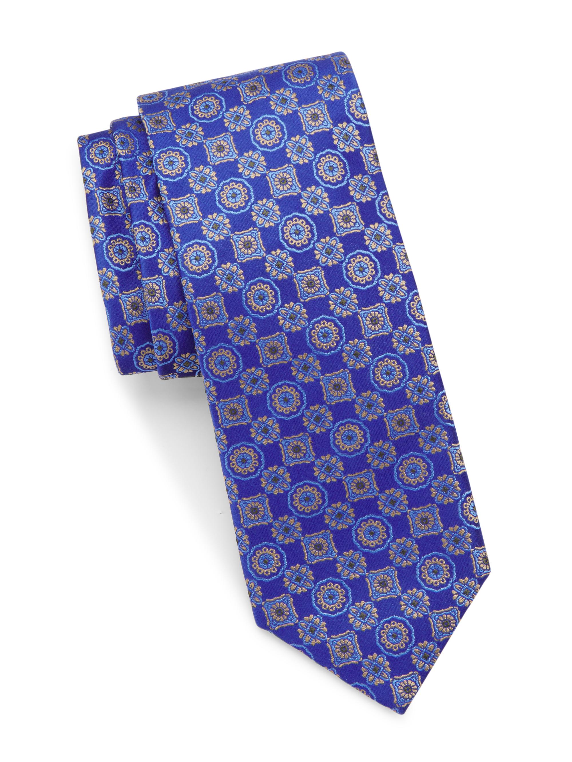 Canali Men's Medallion Silk Tie - Blue