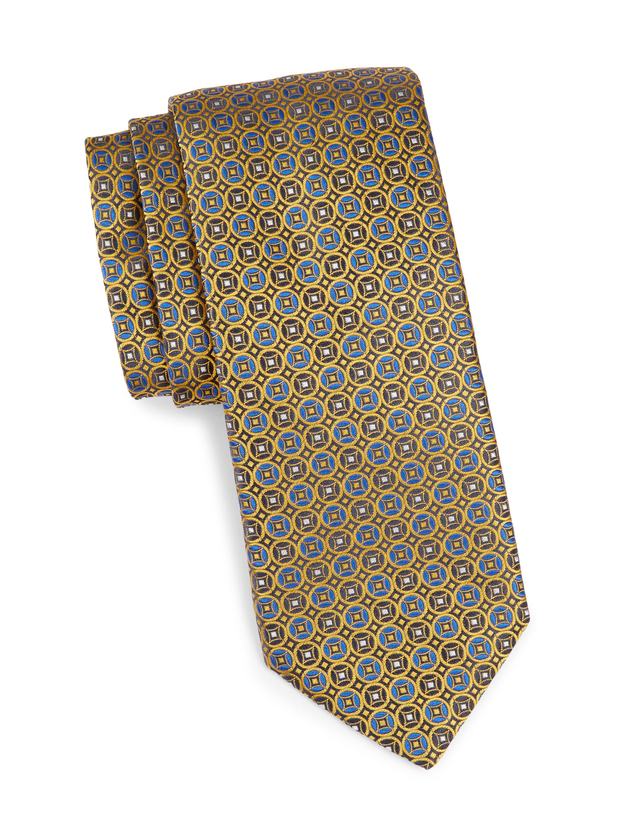 Canali Men's Medallion Silk Tie - Yellow