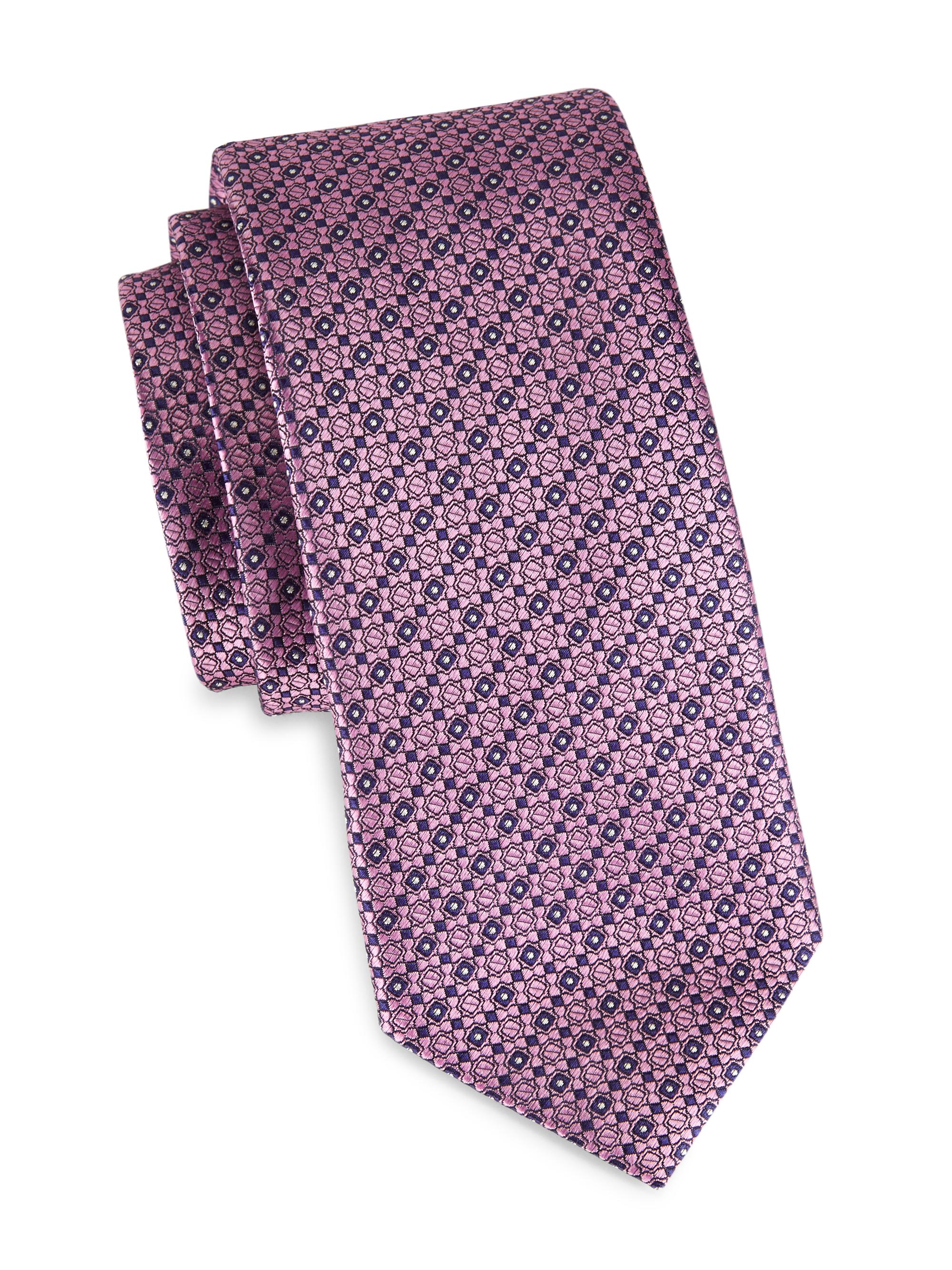 Canali Men's  Medallion Silk Tie - Pink
