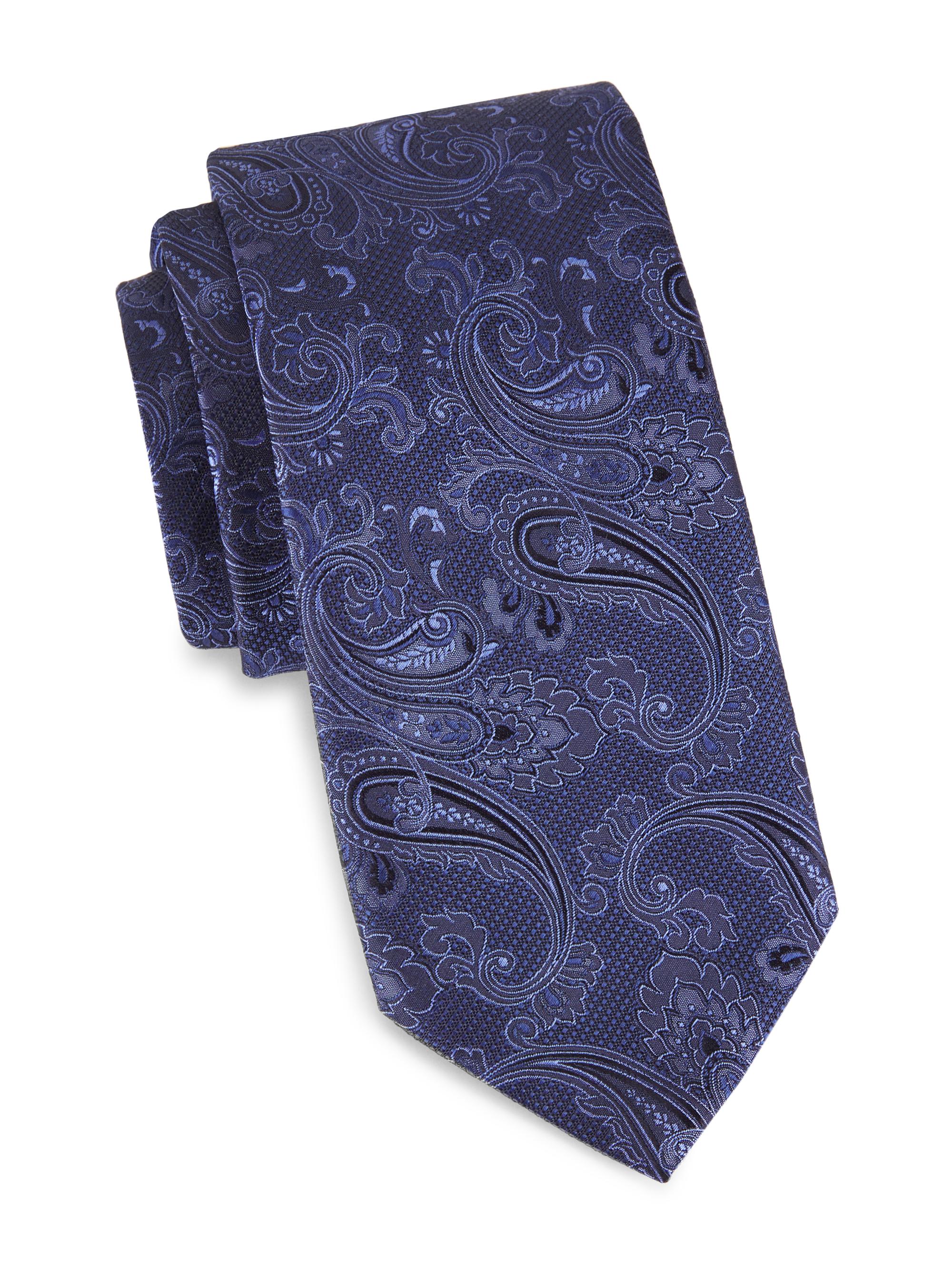 Canali Men's Paisley Silk Tie - Blue