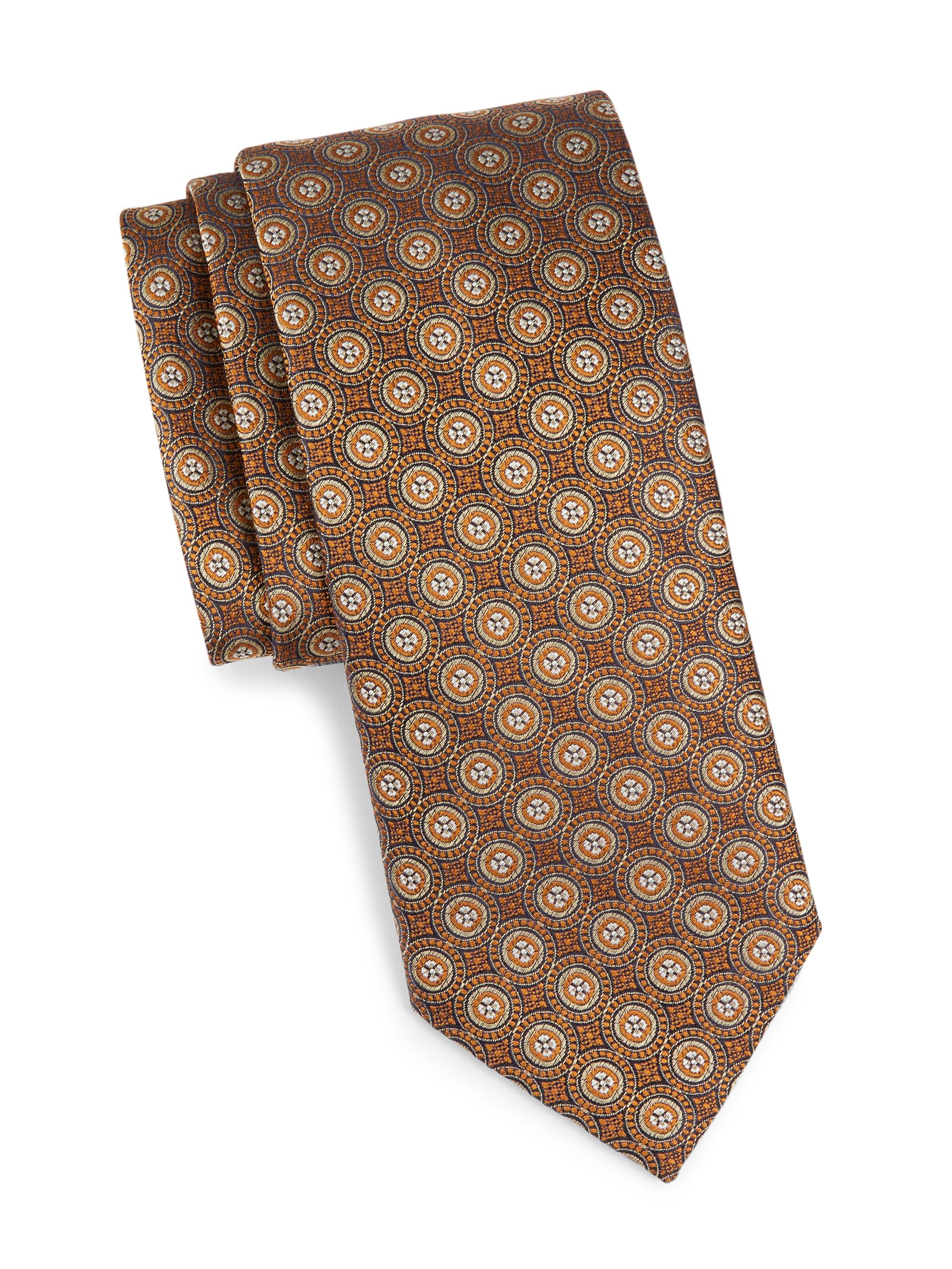 Canali Men's Medallion Silk Tie - Dark Yellow