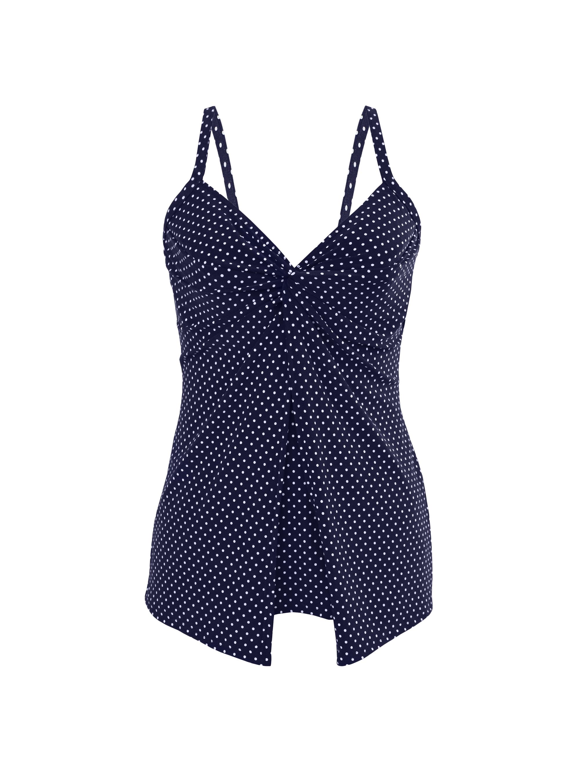 Miraclesuit Swim Women's Pin Point Love Knot Polka Dot Tankini Top - Midnight Blue